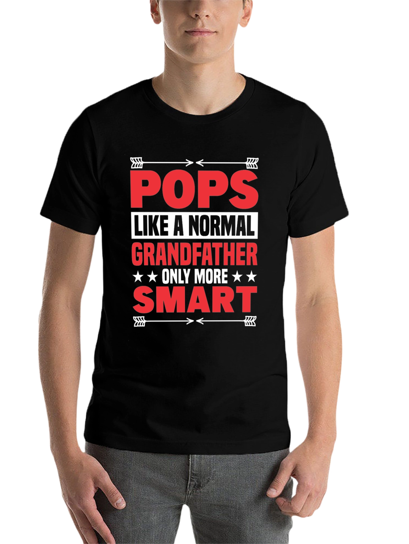 Black Funny Pops Grandfather T-Shirt view 7
