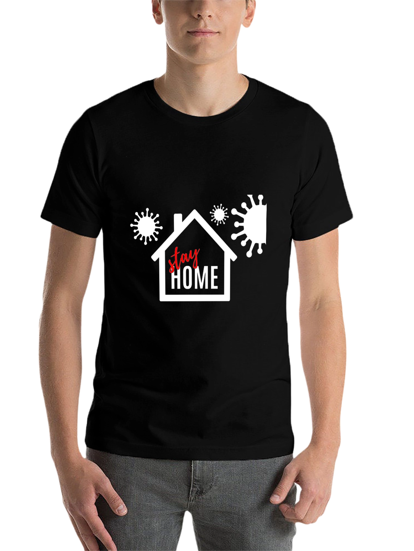 Black Stay Home Black T-Shirt - Protect Yourself, Protect Others view 7