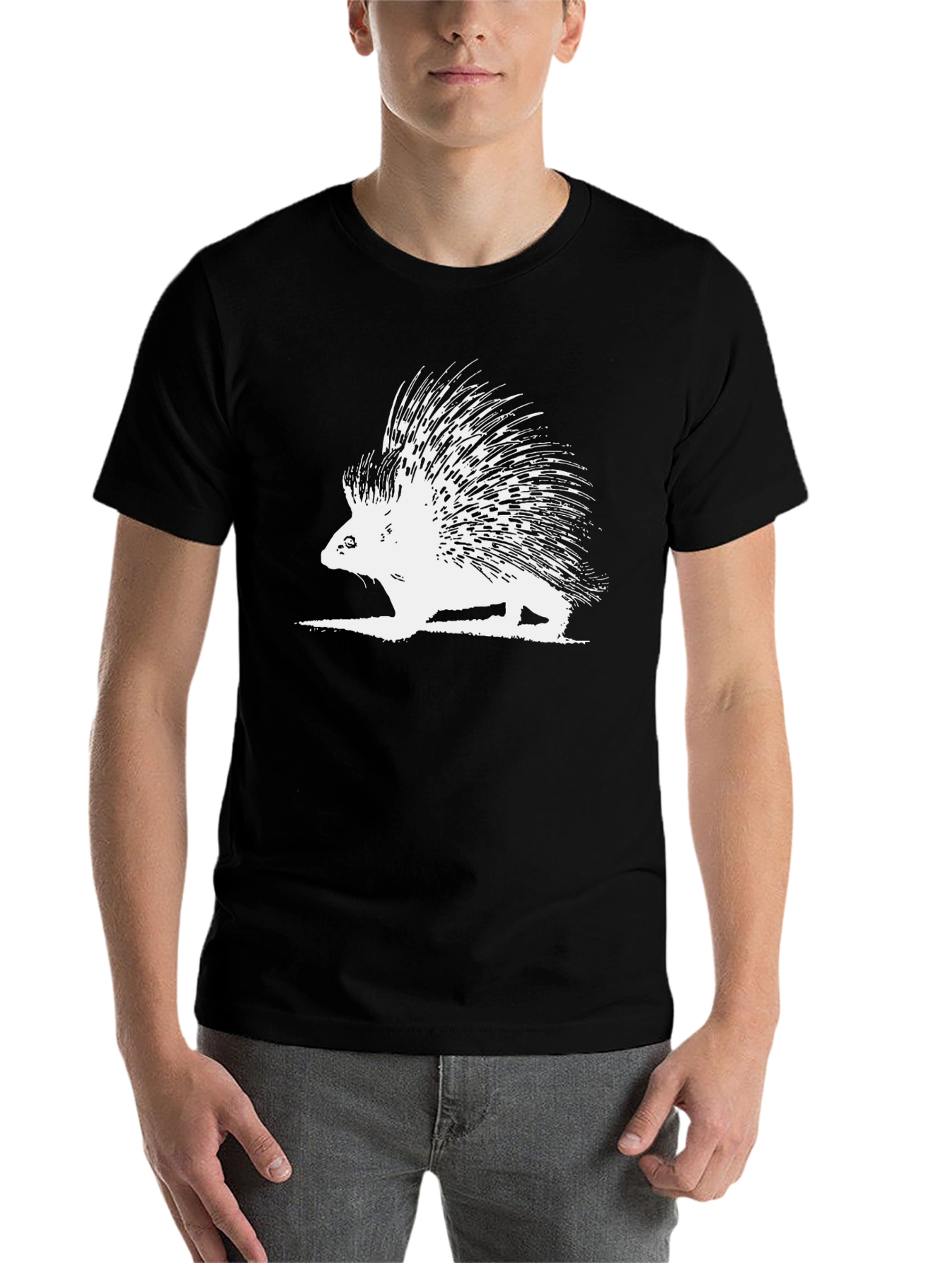 Black Porcupine Graphic Tee - Unisex Black T-Shirt view 7
