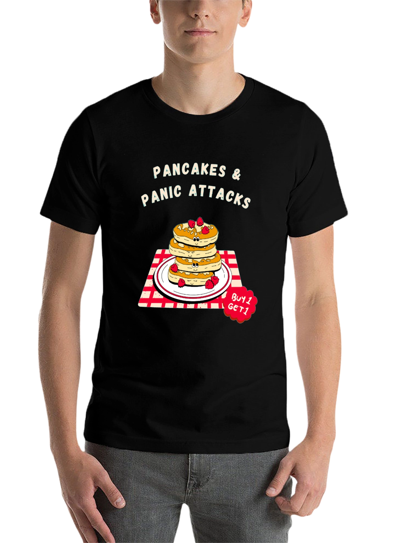 Black Pancakes & Panic Attacks Graphic Tee view 7