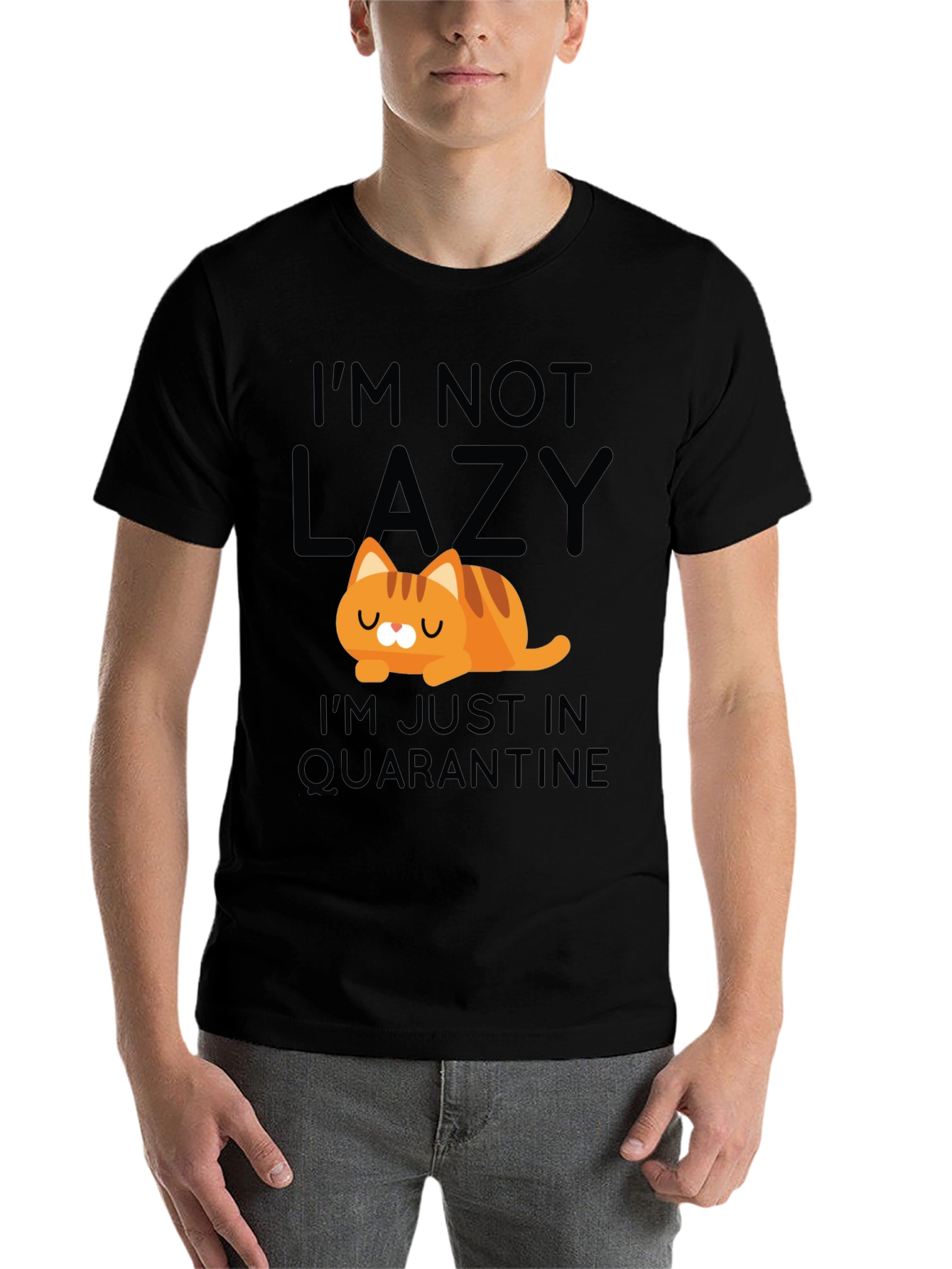 Black Funny Cat Quarantine T-Shirt view 7
