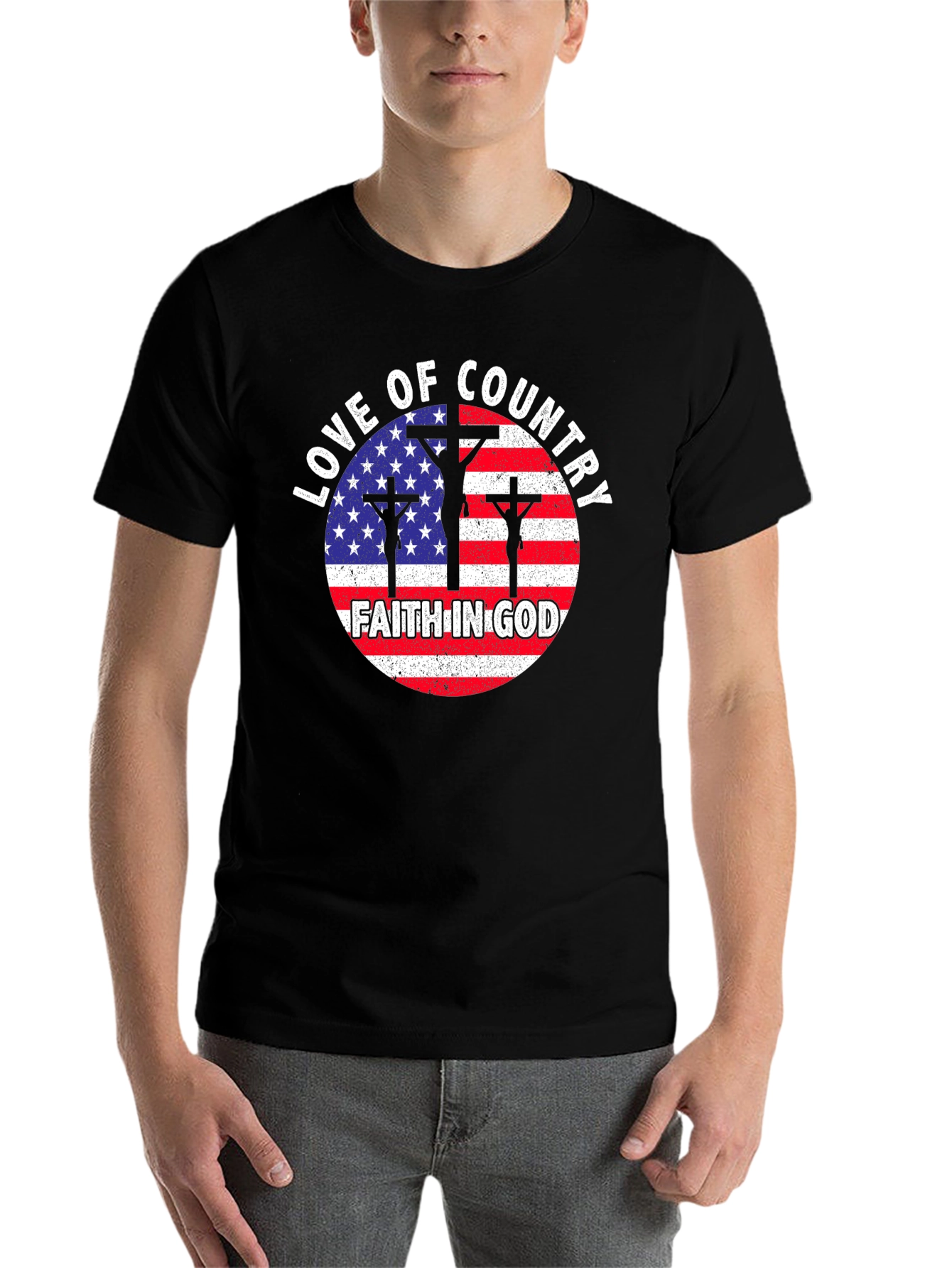 Black Patriotic Faith T-Shirt: Love of Country, Faith in God view 7