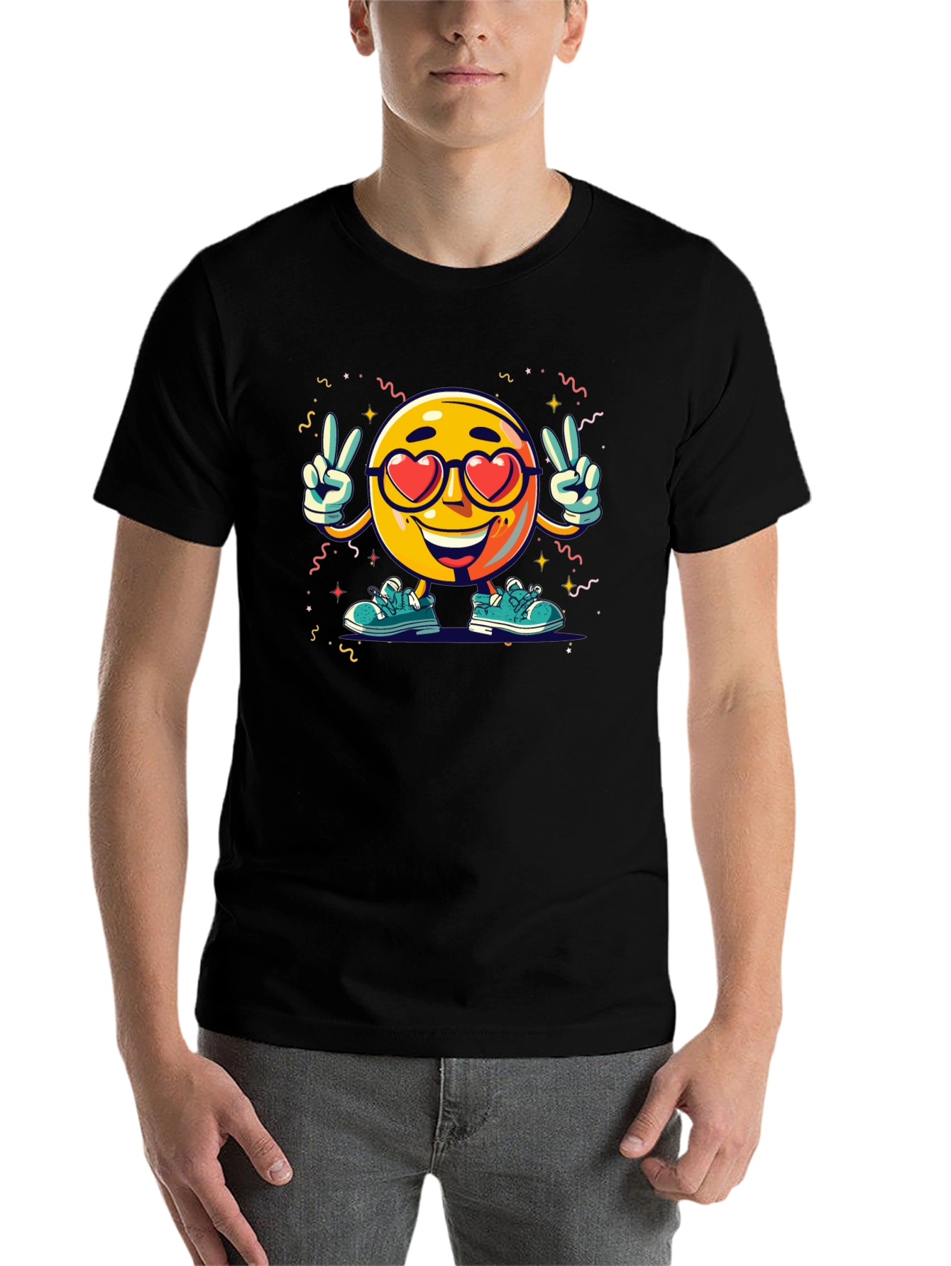 Black Emoji Love T-Shirt: Fun & Unique Design view 7