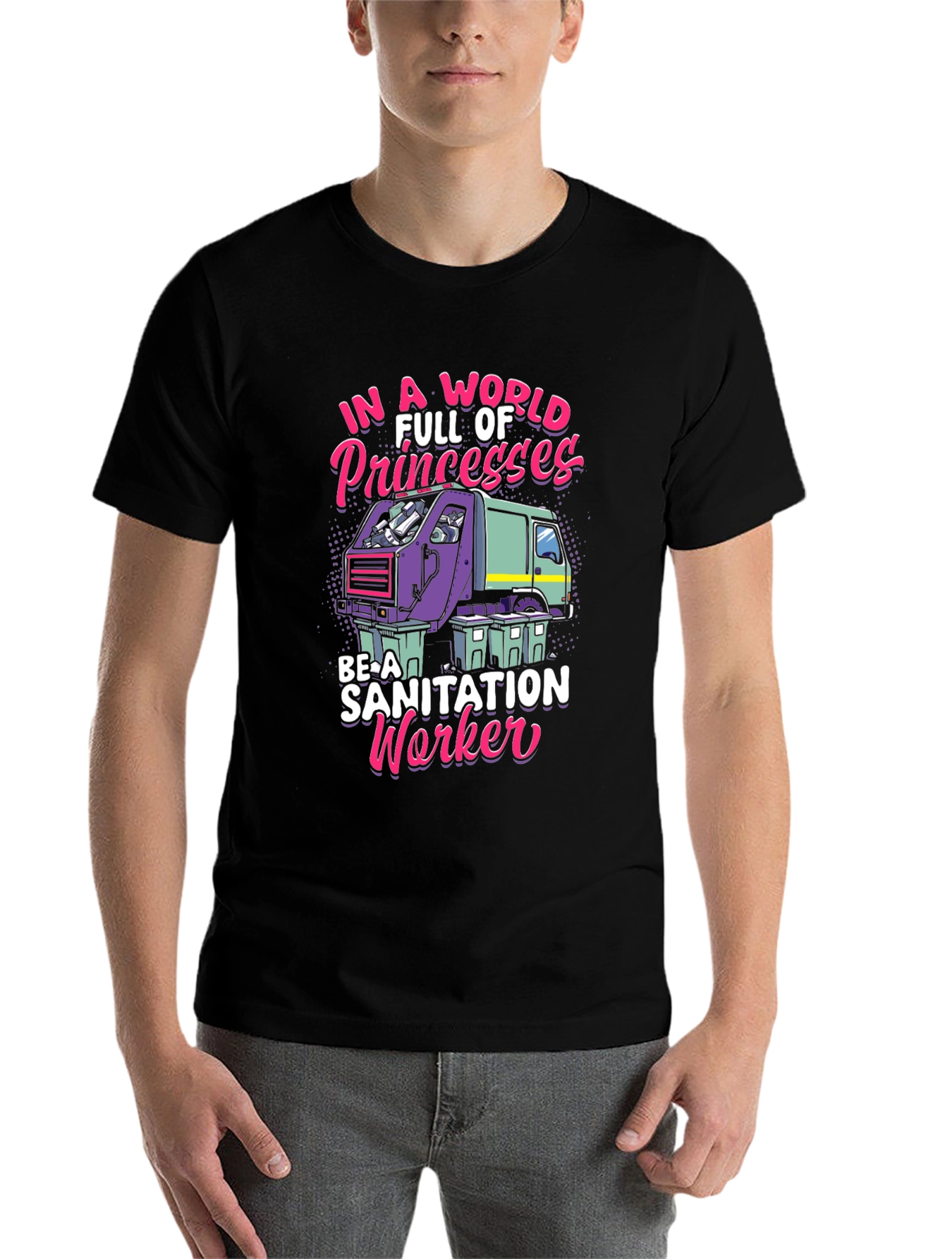 Black Sanitation Worker Graphic Tee - Funny & Unique view 7