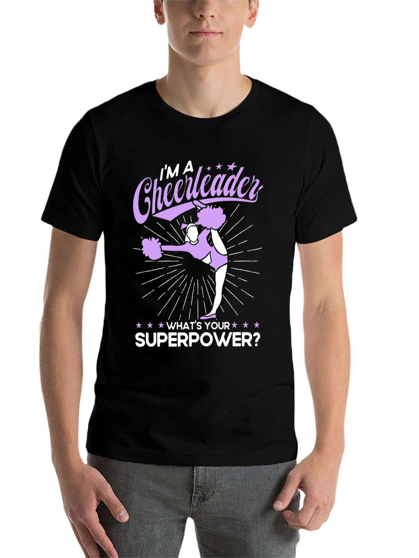 Black Cheerleader Superpower Black Graphic Tee view 7