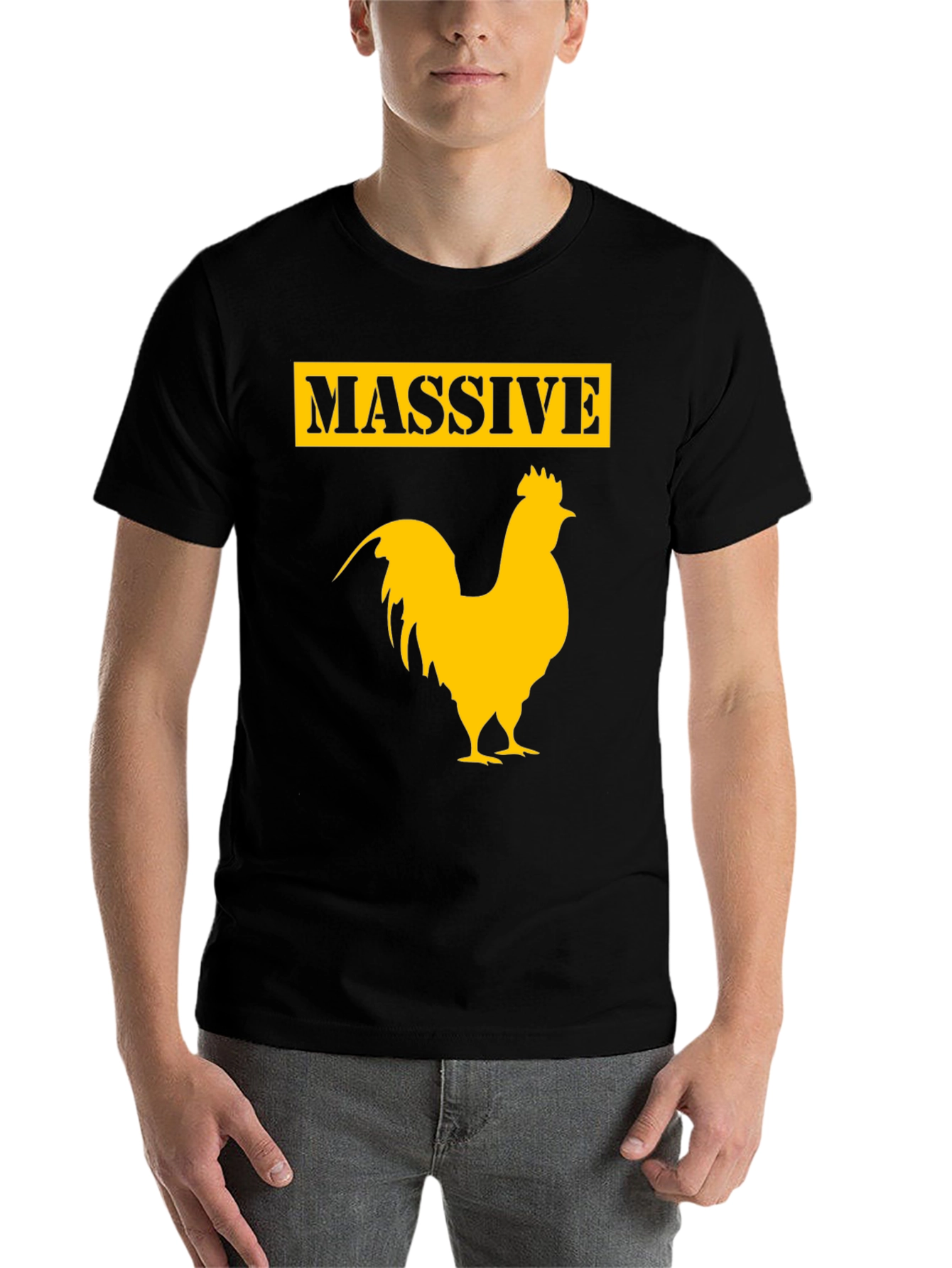 Black Massive Rooster Graphic Tee - Funny Chicken T-Shirt view 7