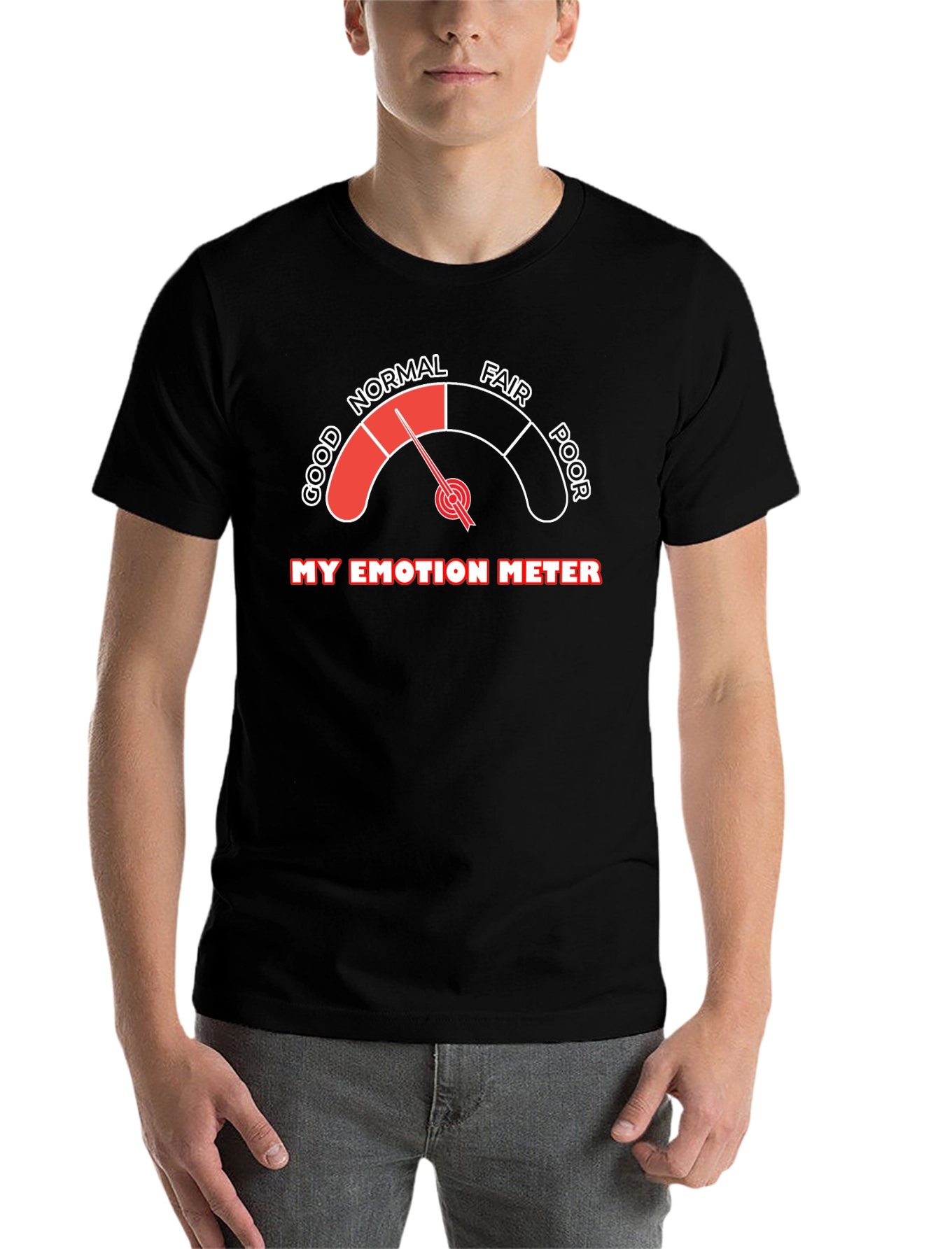 Black Emotion Meter Graphic T-Shirt: Good Mood Indicator view 7