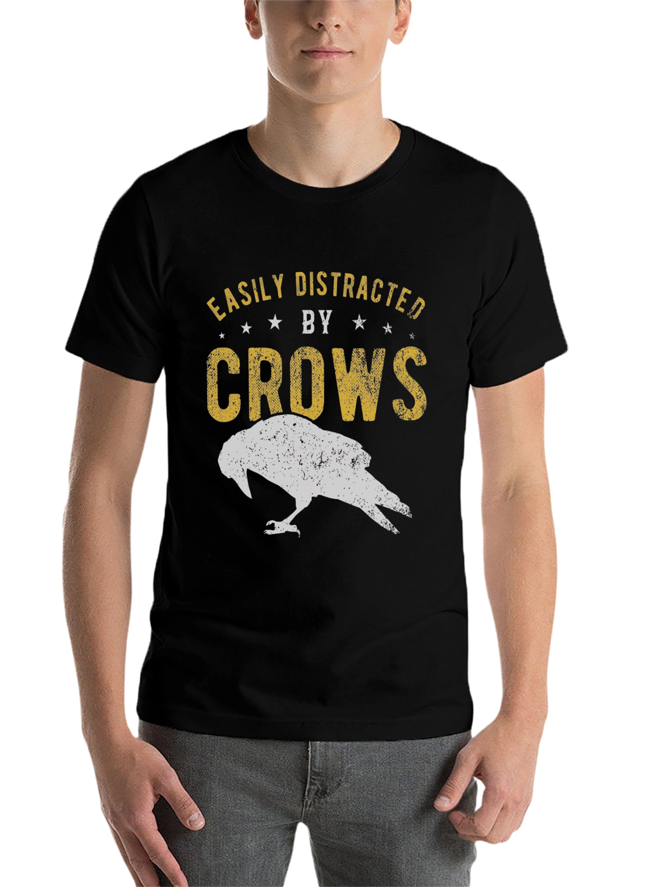 Black Easily Distracted by Crows Graphic Tee view 7