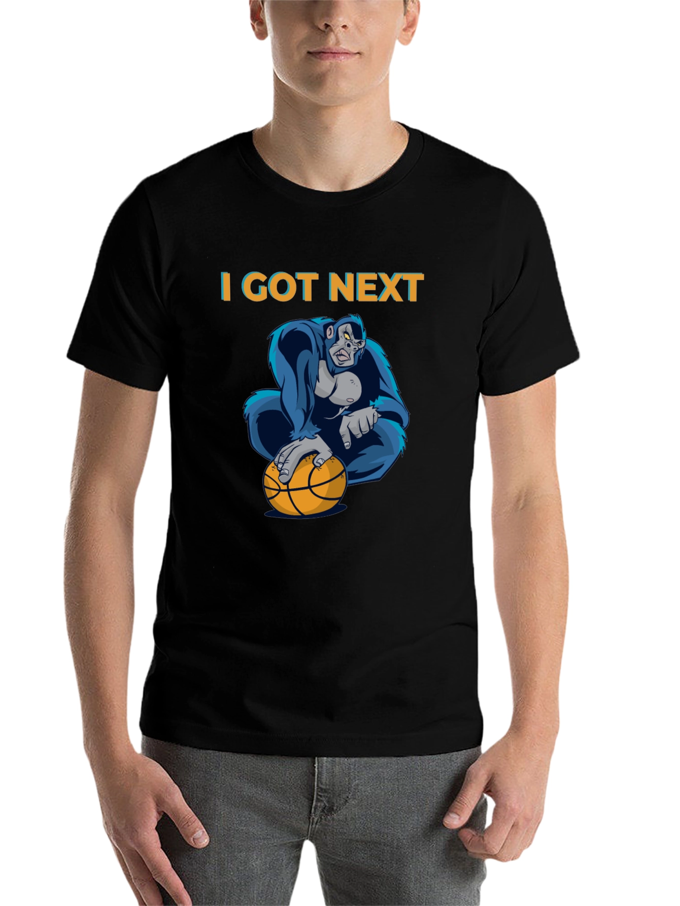 Black I Got Next Gorilla Basketball Graphic T-Shirt view 7