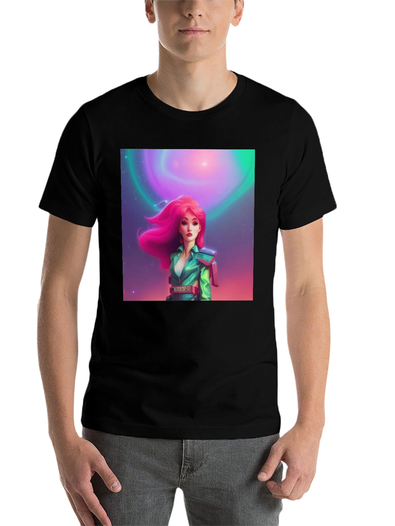 Black Retro Sci-Fi Girl Graphic Tee view 7