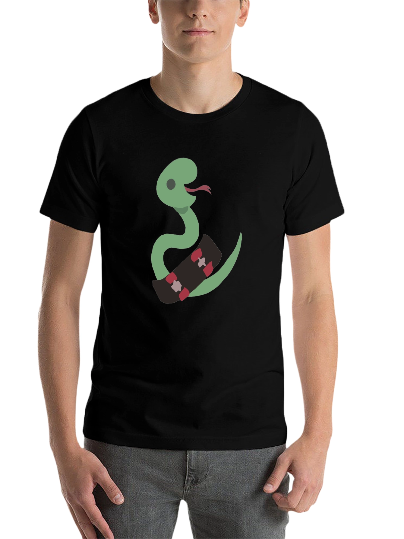 Black Snake on Skateboard Graphic Tee view 7