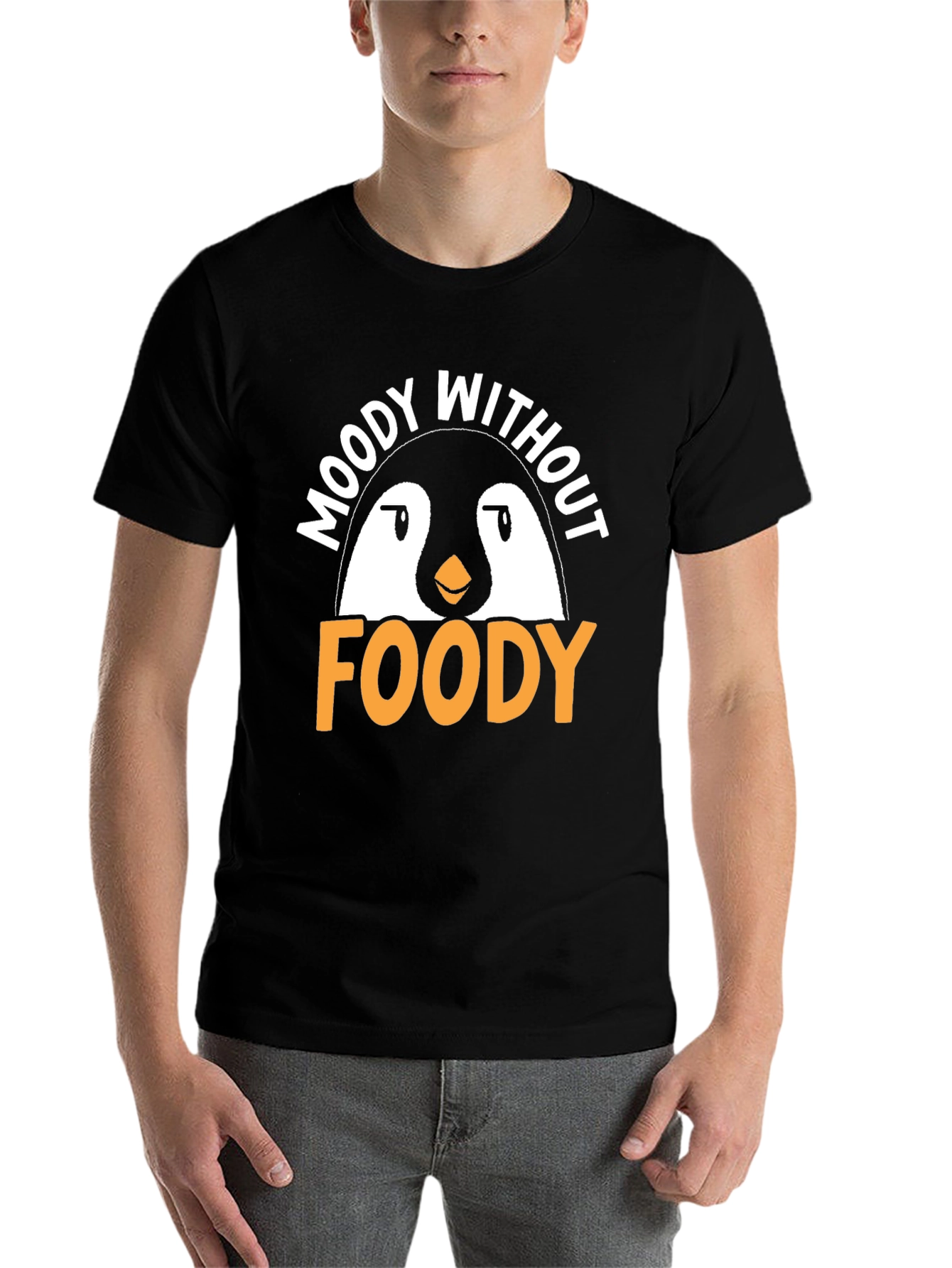 Black Moody Without Foody Penguin Graphic T-Shirt view 7