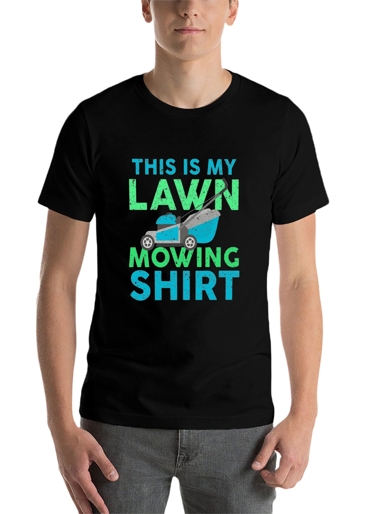 Black Funny Lawn Mowing T-Shirt view 7