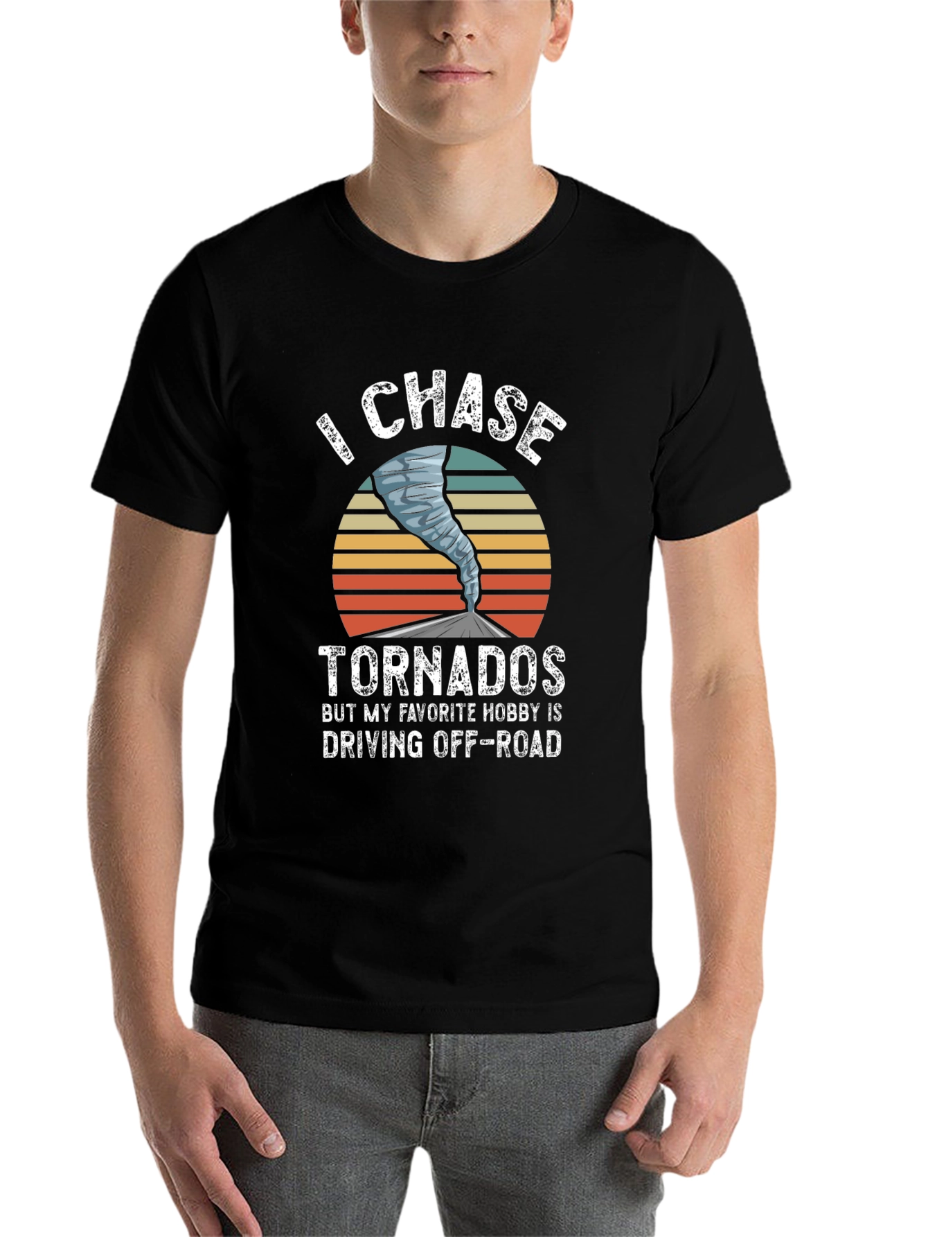 Black I Chase Tornadoes Men's Graphic T-Shirt view 7