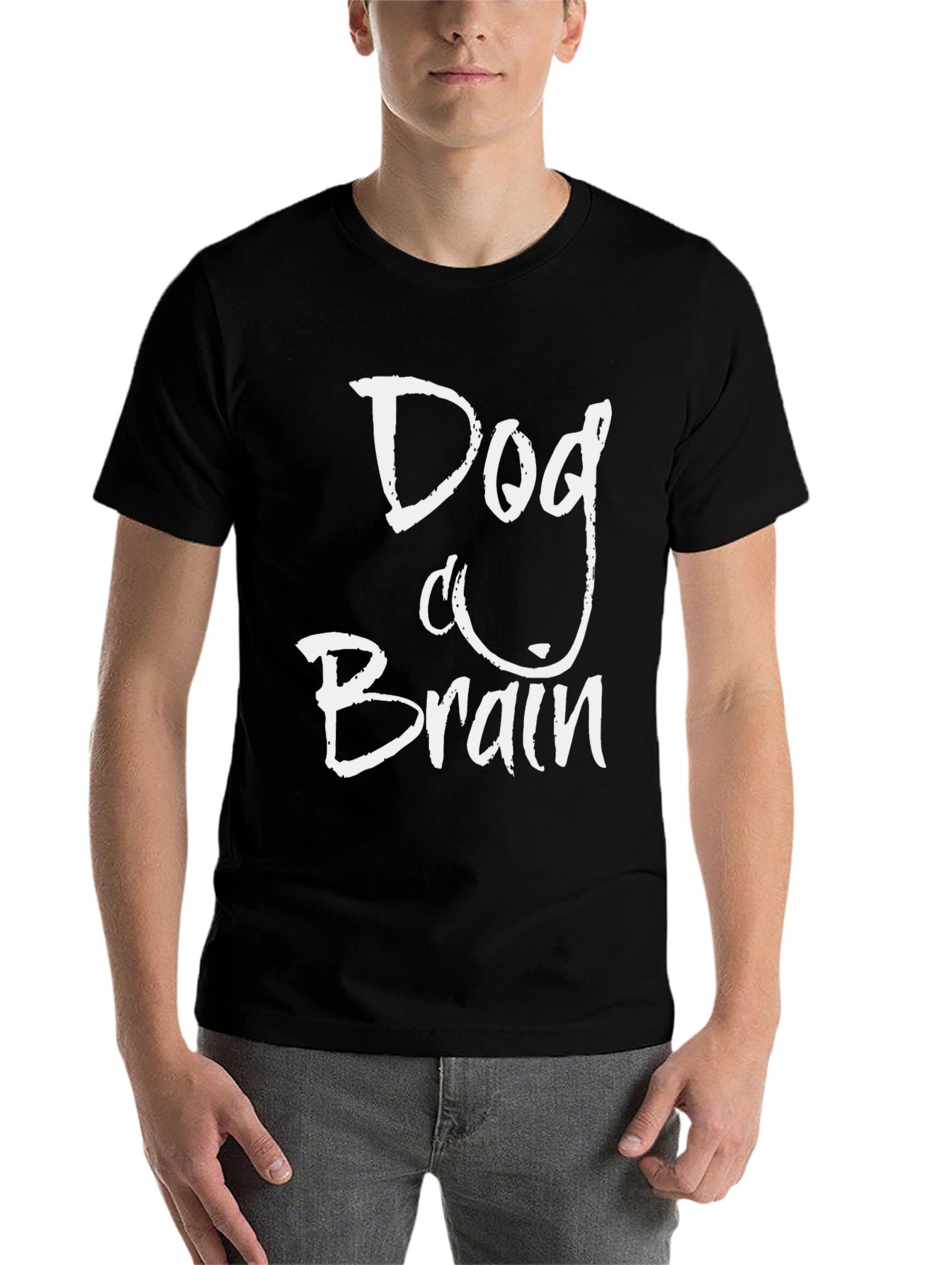 Black Dog Brain Graphic Tee - Crew Neck Short Sleeve T-Shirt view 7