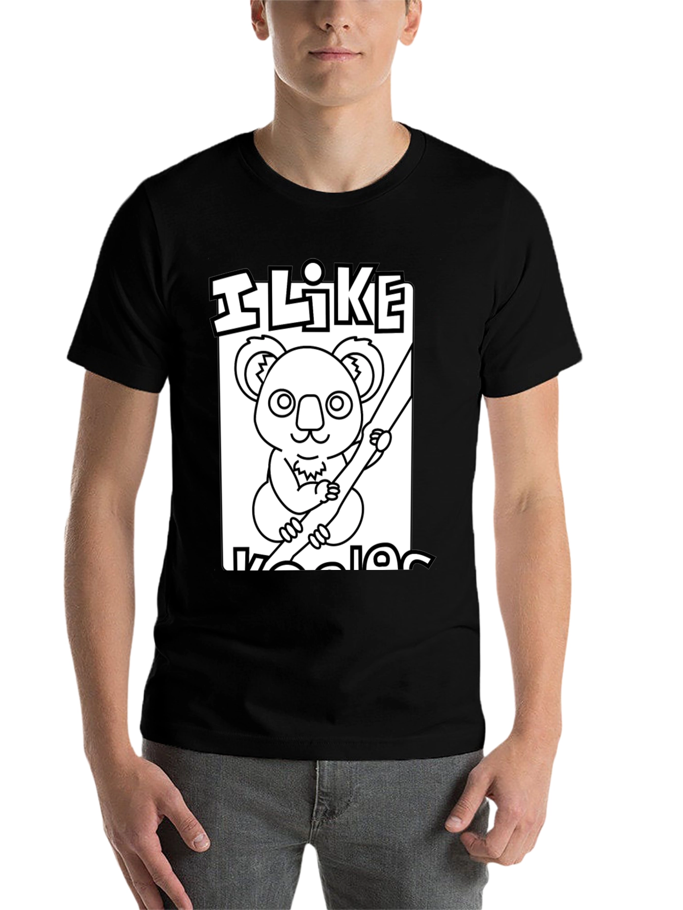 I Like Koalas T-Shirt: Black Cotton Tee - 7