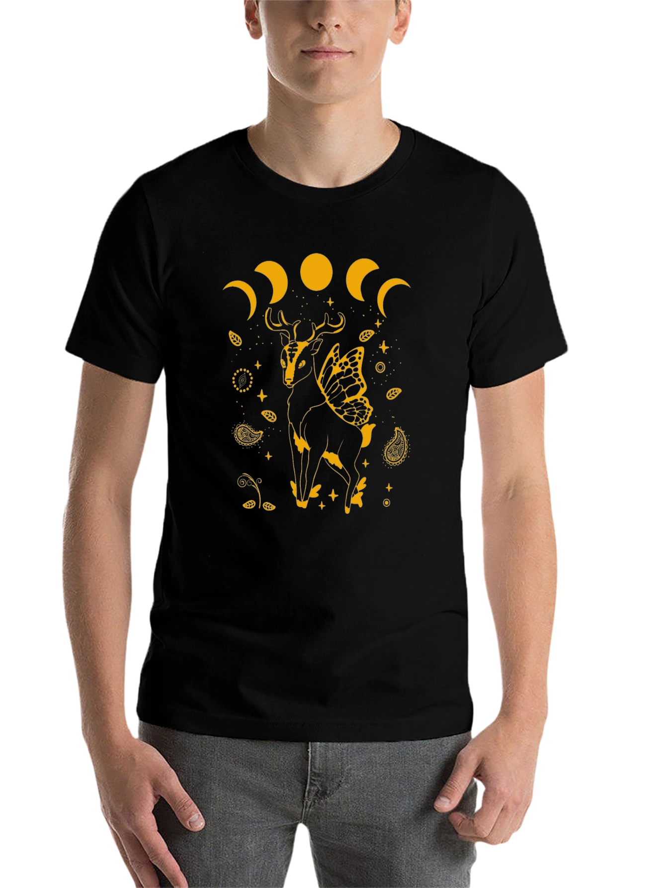 Black Deer Moon Phase Graphic Tee view 7
