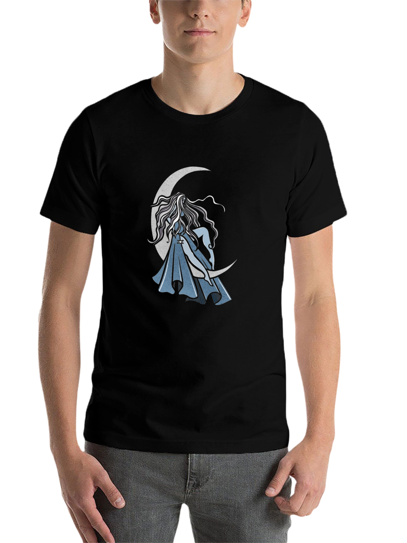 Black Mystic Moon Maiden Graphic Tee - Black view 7