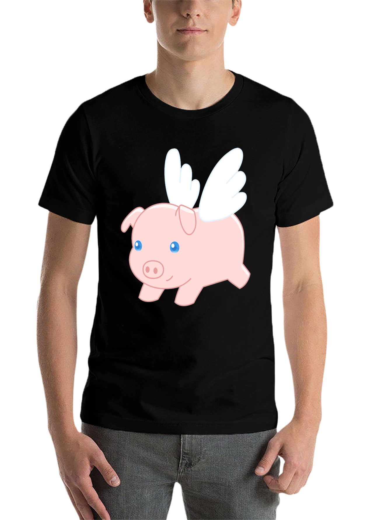 Black Flying Pig Graphic T-Shirt view 7