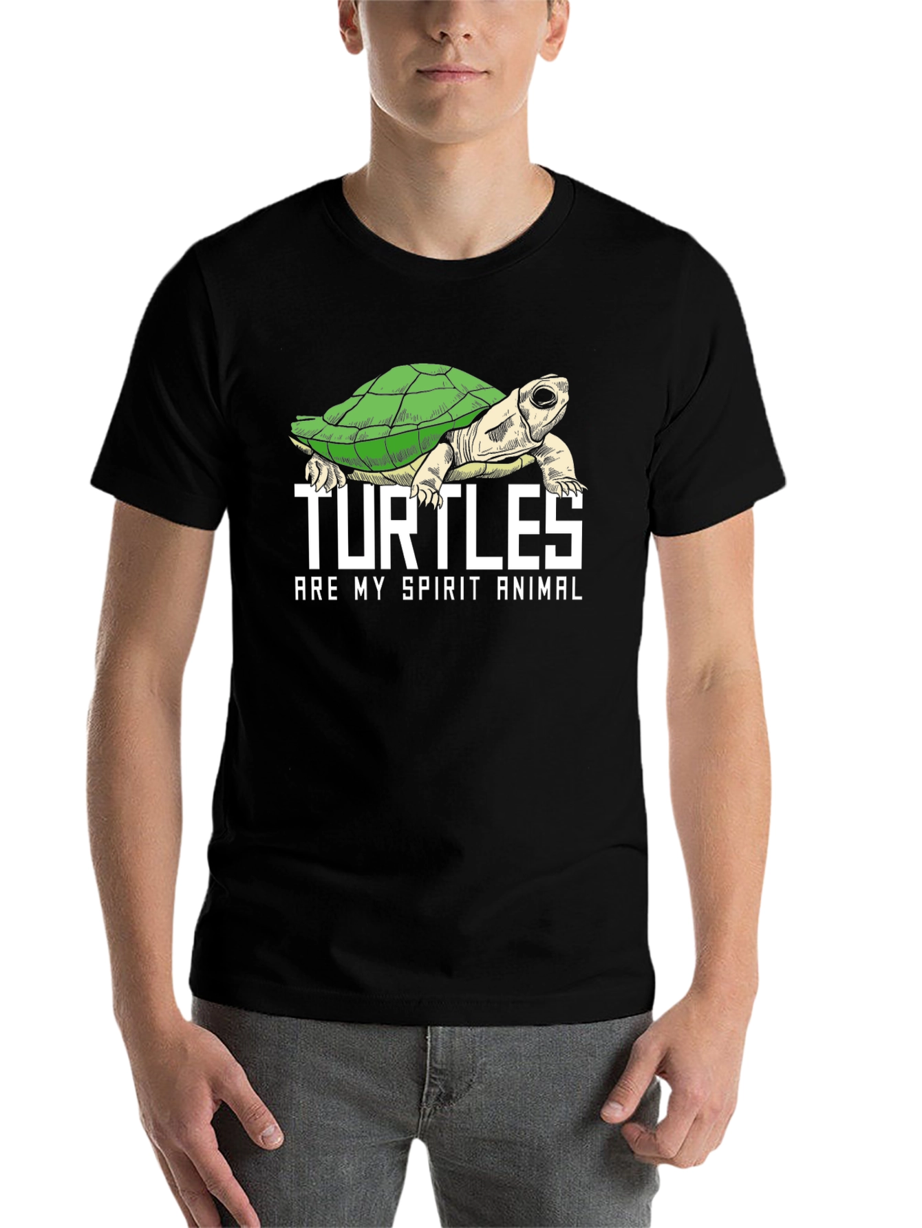 Black Turtle Spirit Animal Graphic Tee - Black Cotton Blend view 7