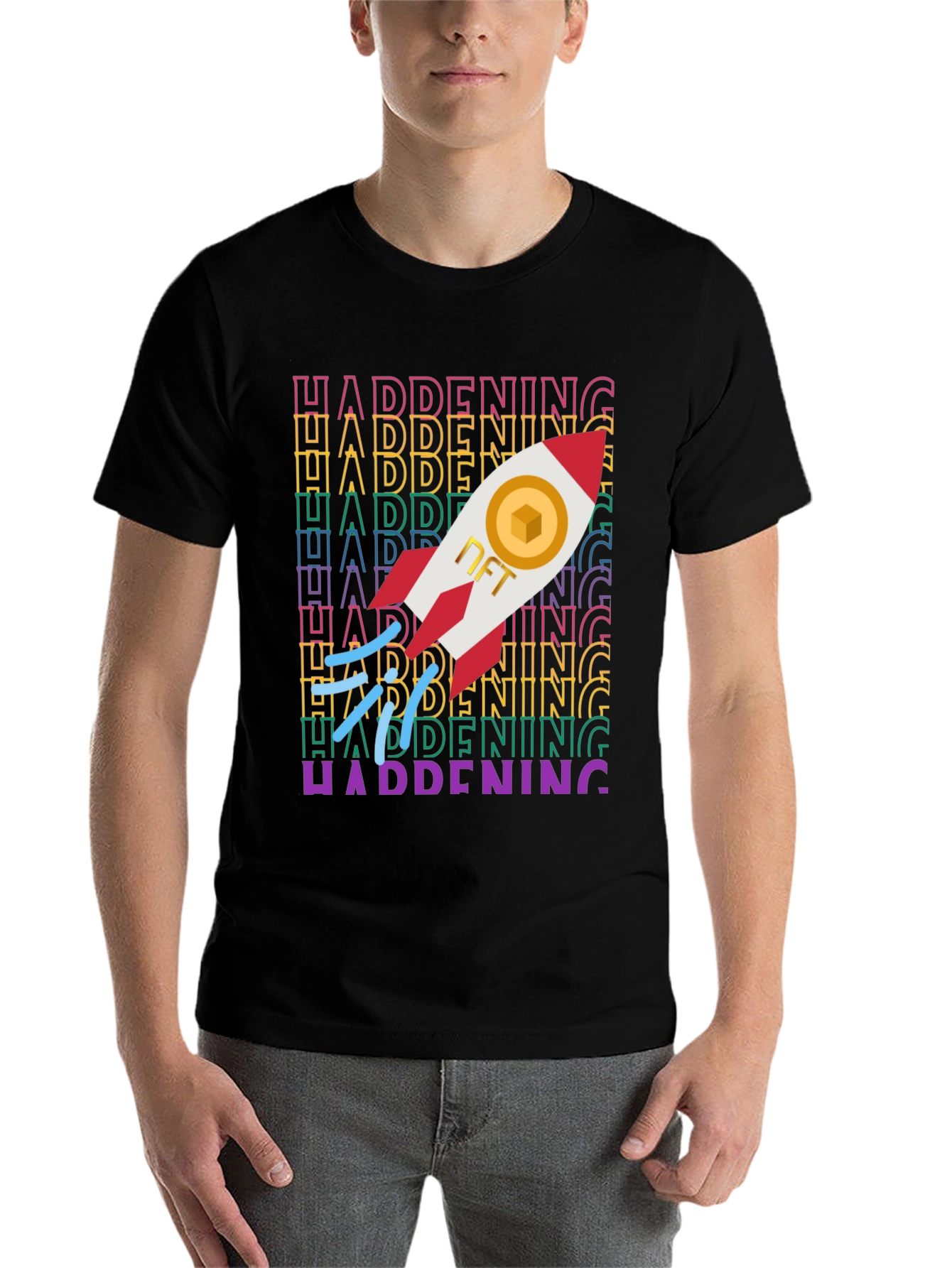 Black NFT Rocket T-Shirt - The Happening view 7