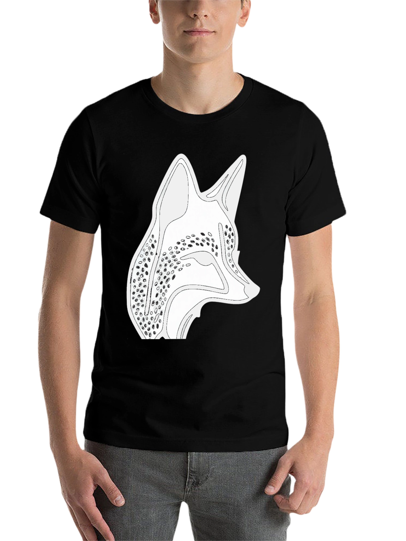 Black Black T-Shirt with Fox Graphic Print view 7