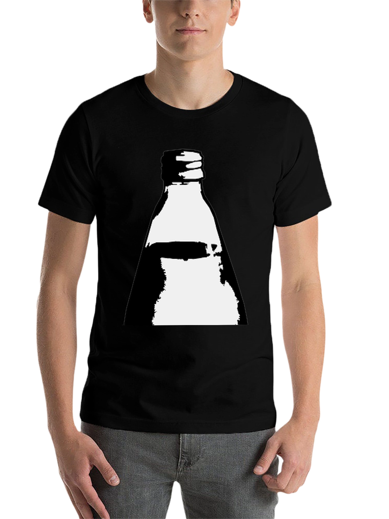 Retro Bottle Graphic Tee - Cool Black T-Shirt - 7