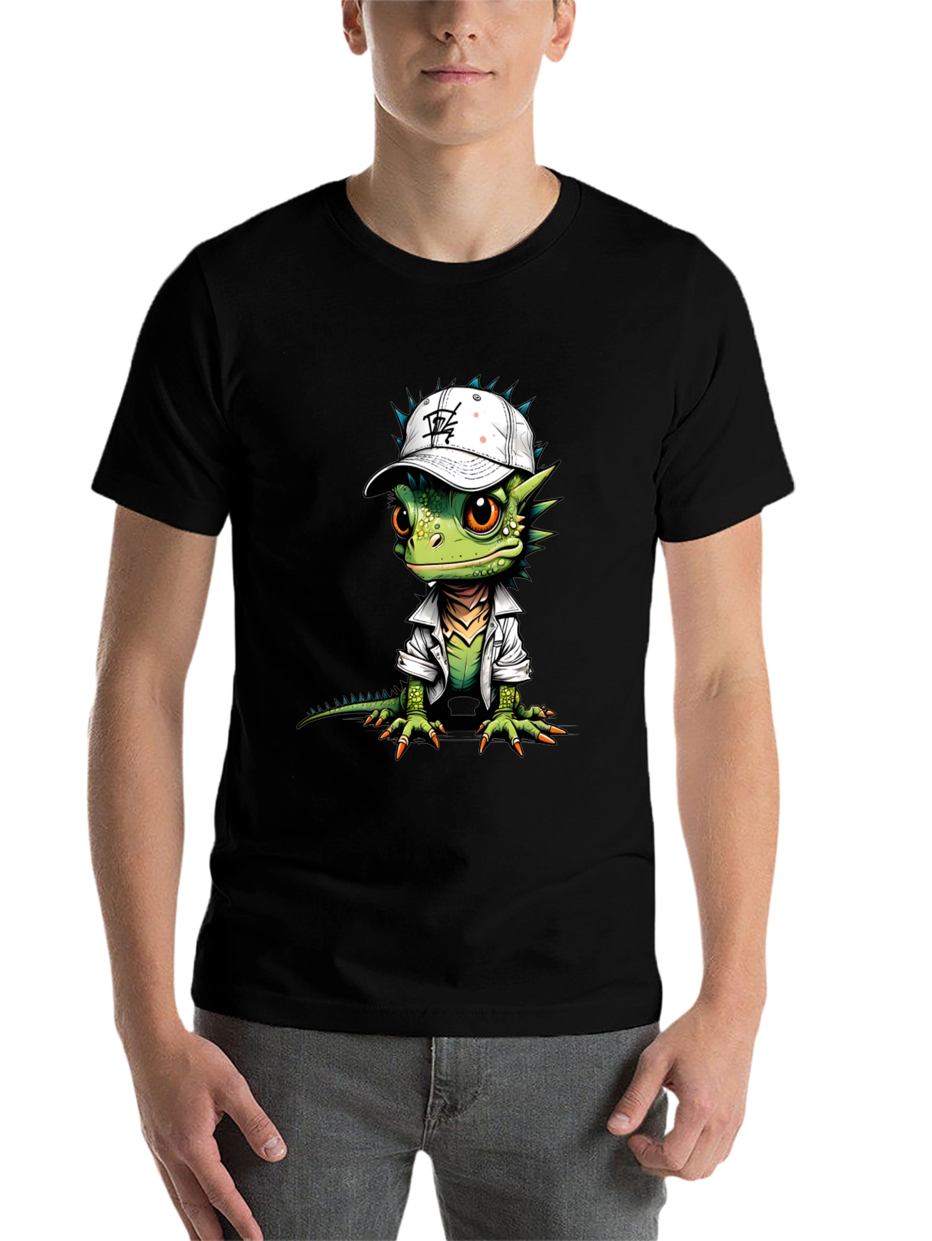 Black Cool Lizard Graphic Tee view 7