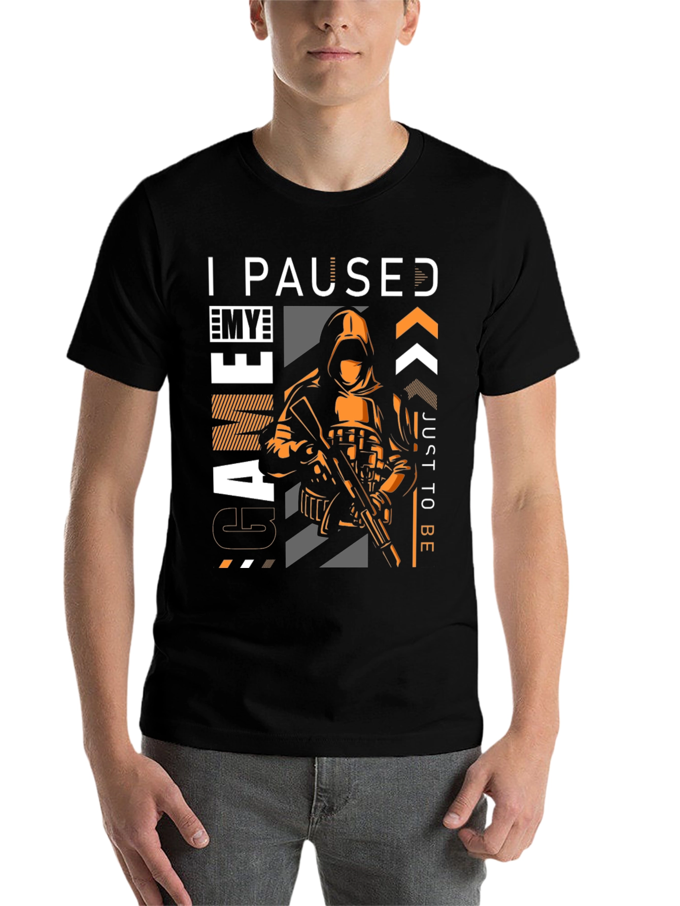Black I Paused My Game T-Shirt view 7
