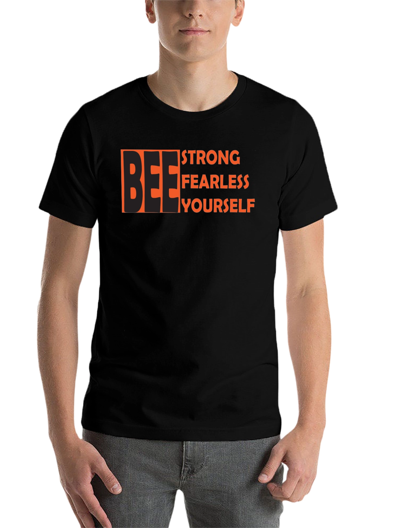 Black Be Strong Fearless Yourself Black Graphic Tee view 7