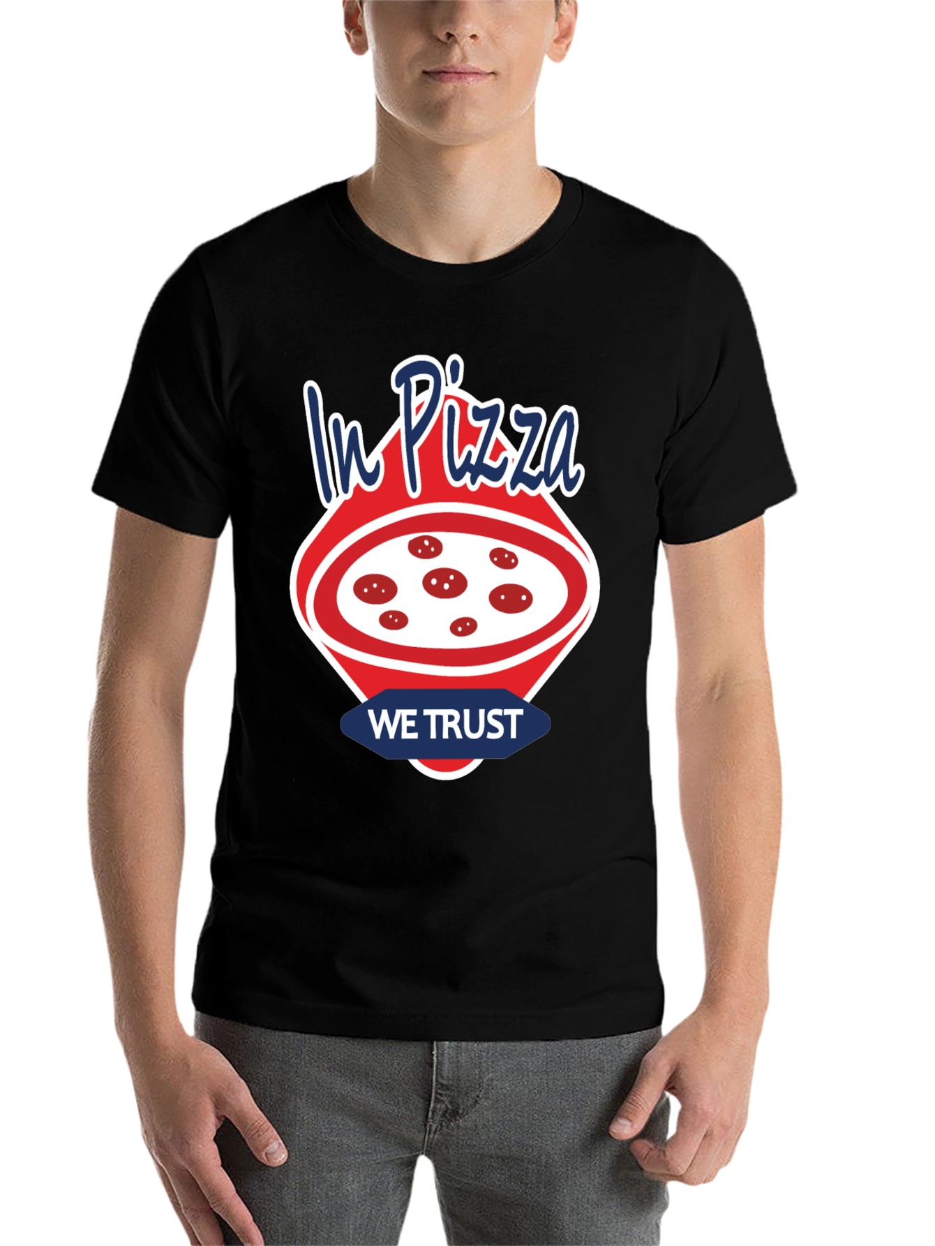 Black In Pizza We Trust T-Shirt - Funny Foodie Tee view 7