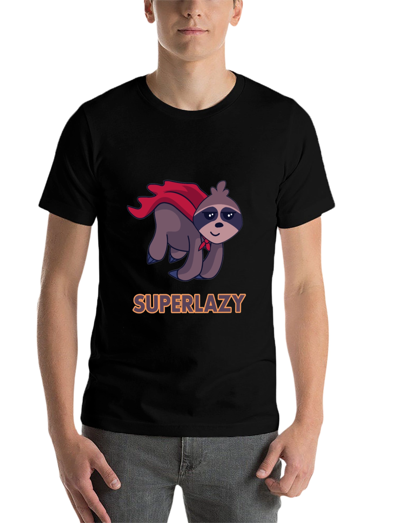 Black Superlazy Sloth Hero Graphic Tee view 7