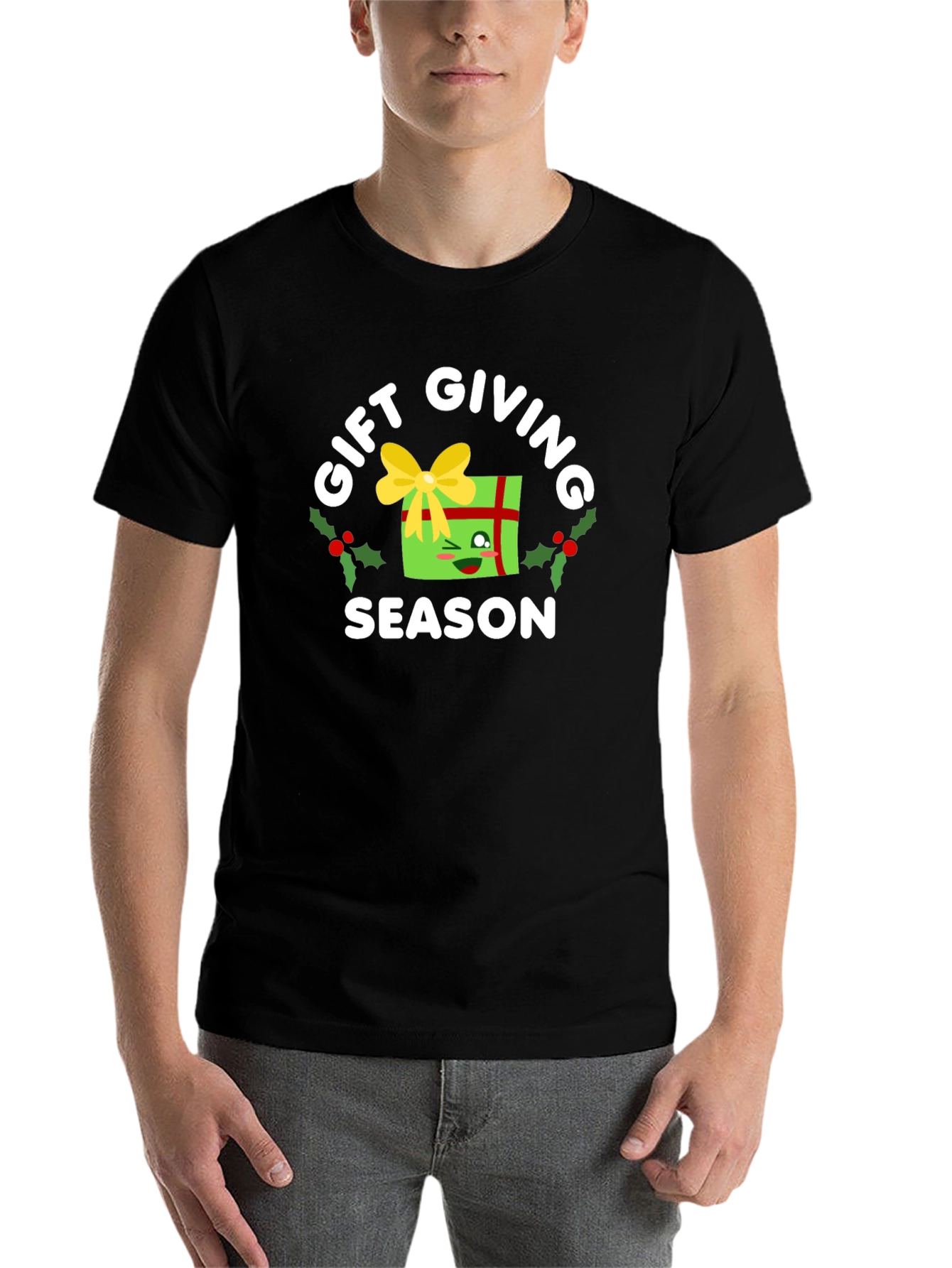 Black Gift Giving Season Holiday Graphic Tee view 7