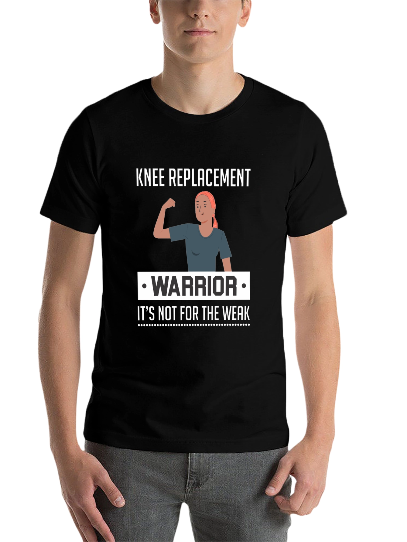 Black Knee Replacement Warrior T-Shirt - It's Not for The Weak view 7