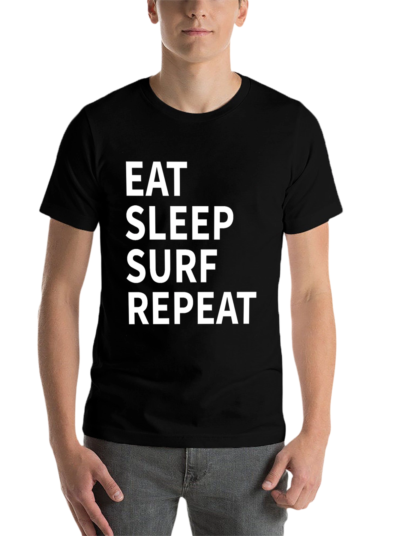 Black Eat Sleep Surf Repeat T-Shirt view 7