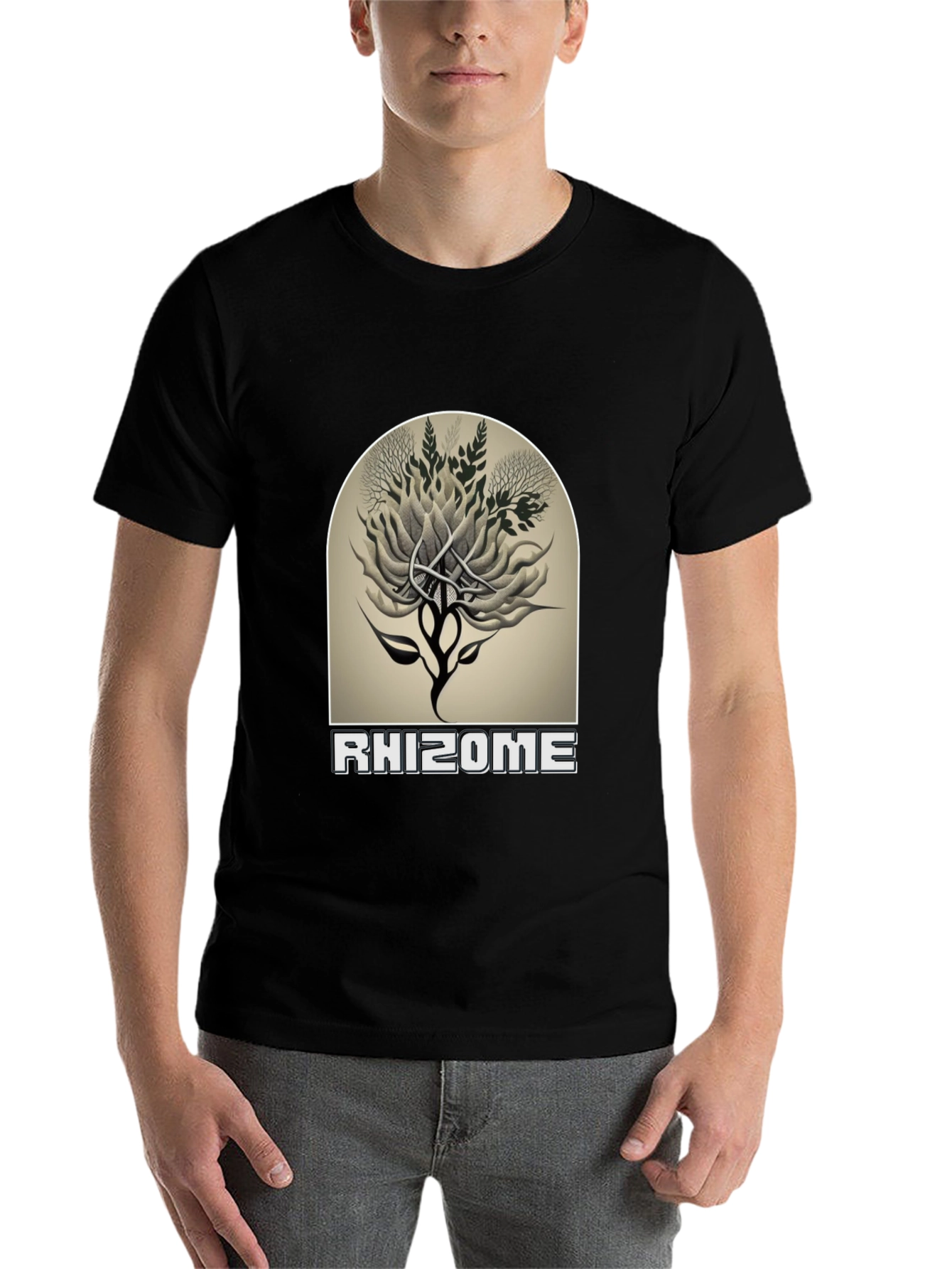 Black Rhizome Graphic Tee - Unique Nature Design view 7