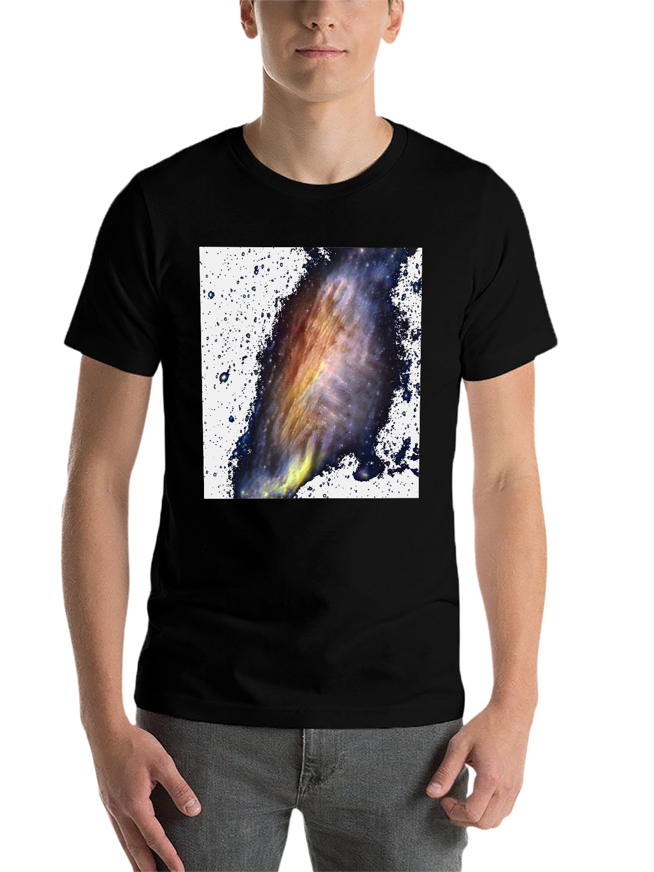 Black Galaxy Print Black T-Shirt - Celestial Style view 7