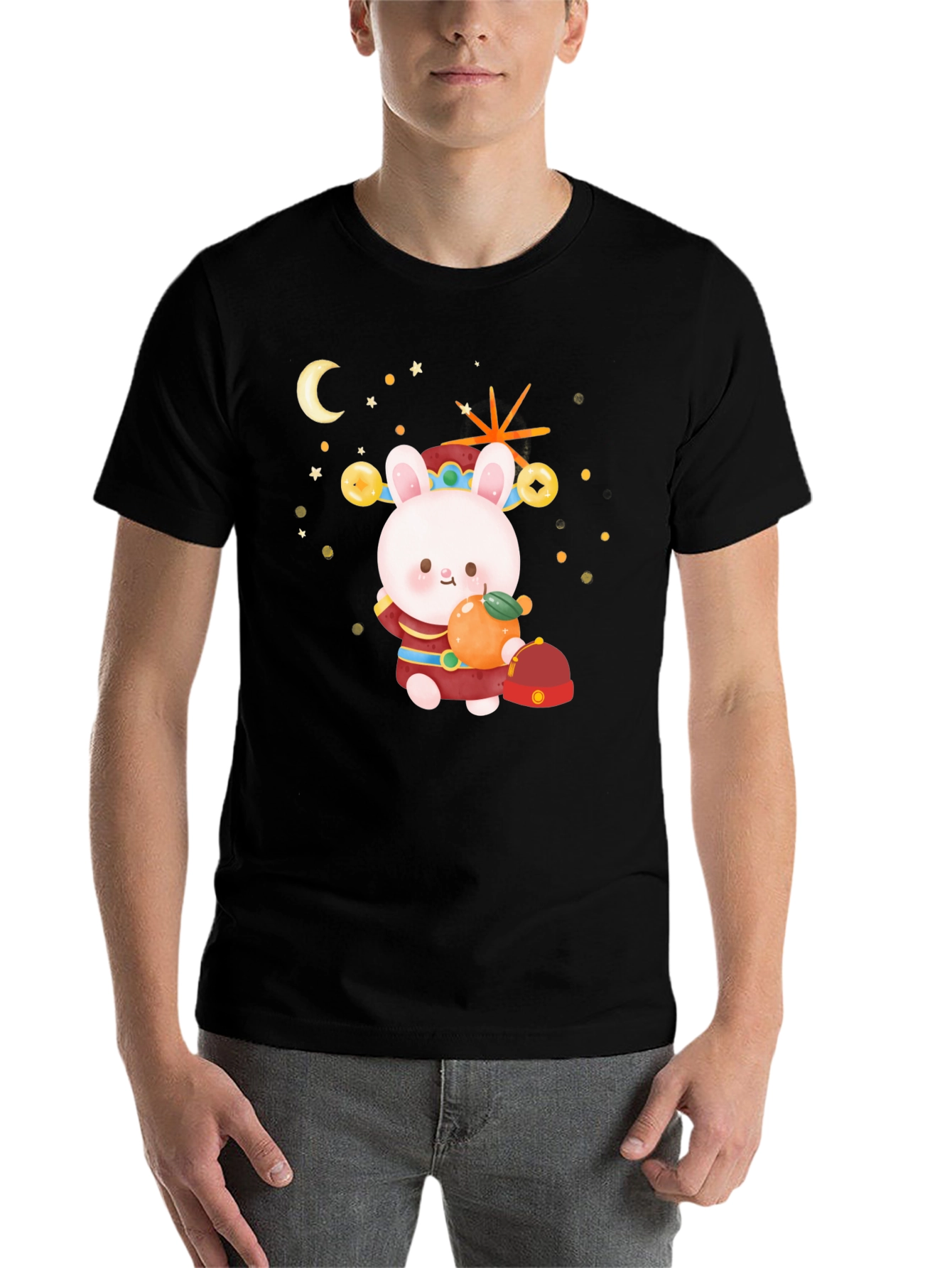 Black Lunar New Year Rabbit Graphic Tee view 7