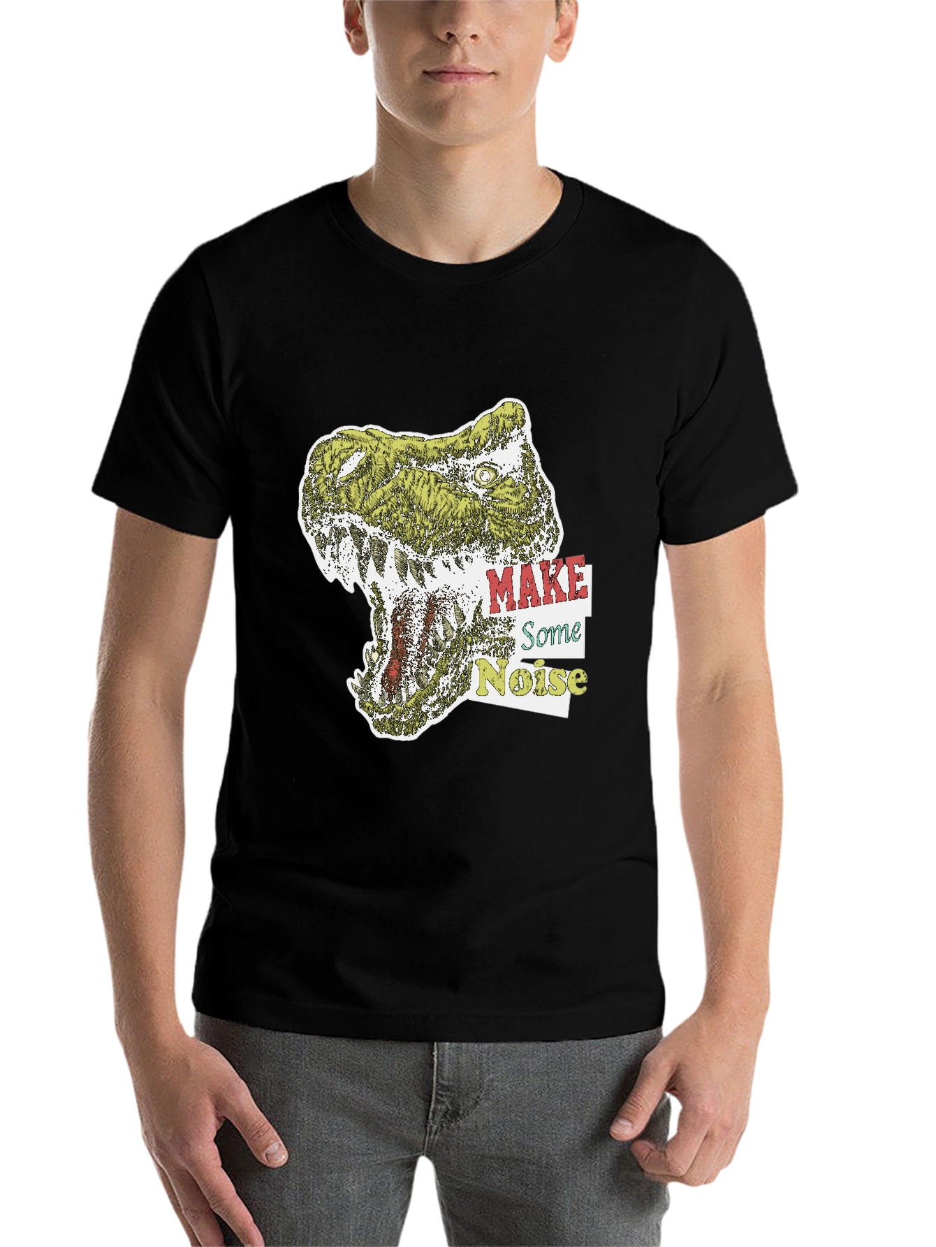 Black Dino Roar Graphic Tee - Make Some Noise T-Shirt view 7
