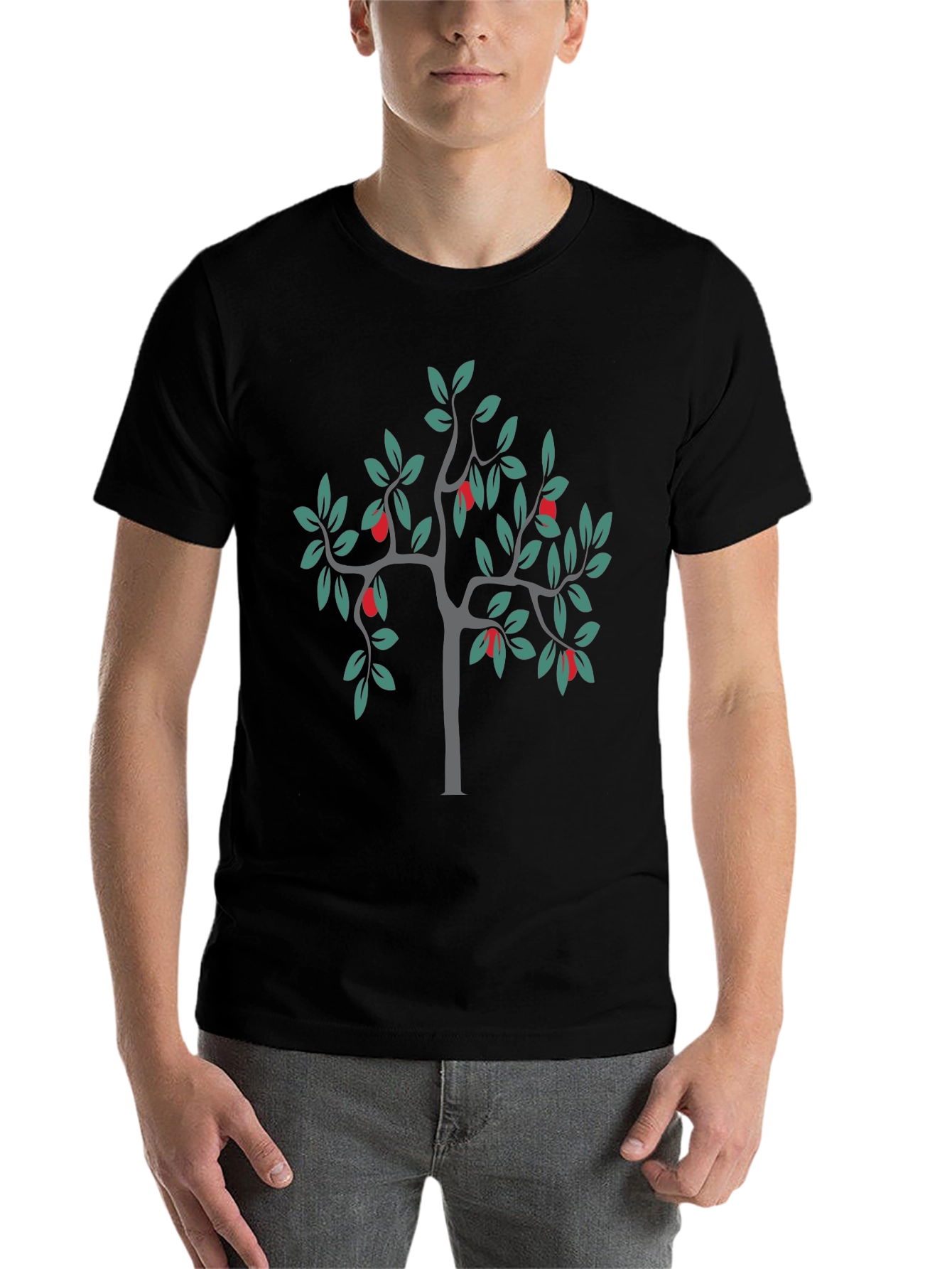 Black Stylish Black Tree Graphic Tee view 7