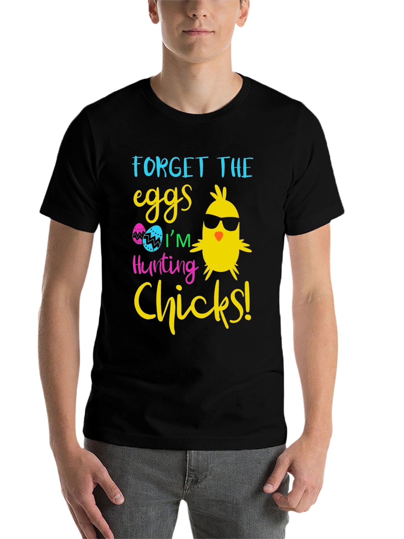 Black Funny Easter Chick T-Shirt view 7