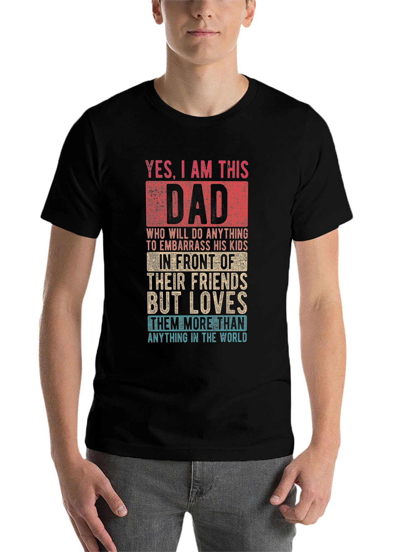 Black Funny Dad T-Shirt - Embarrassing Dad view 7