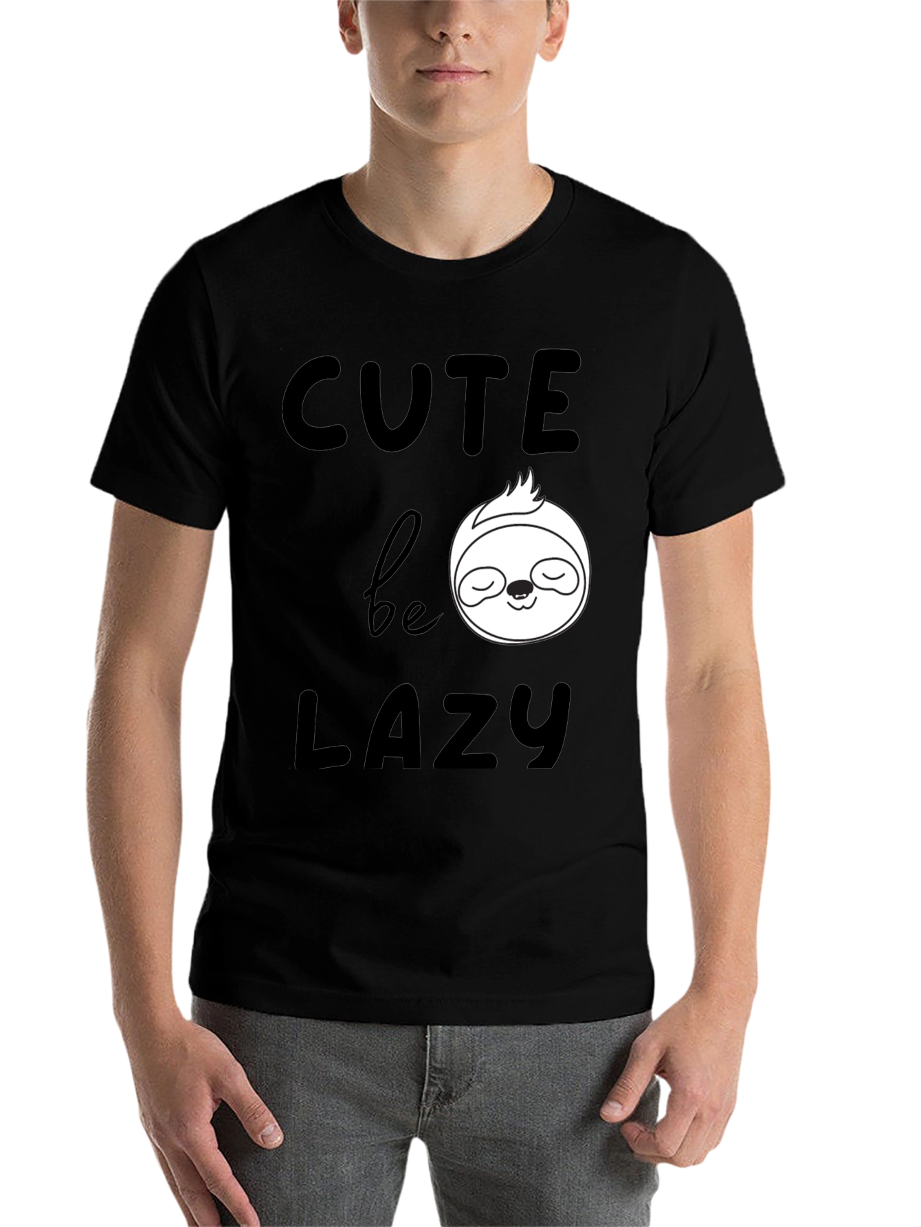 Black Cute Be Lazy Sloth Graphic T-Shirt view 7