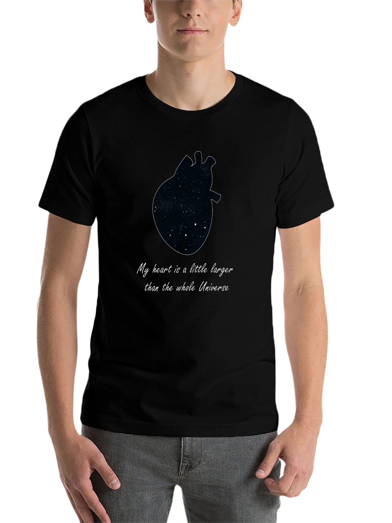 Black Cosmic Heart T-Shirt - Unisex Galaxy Tee view 7
