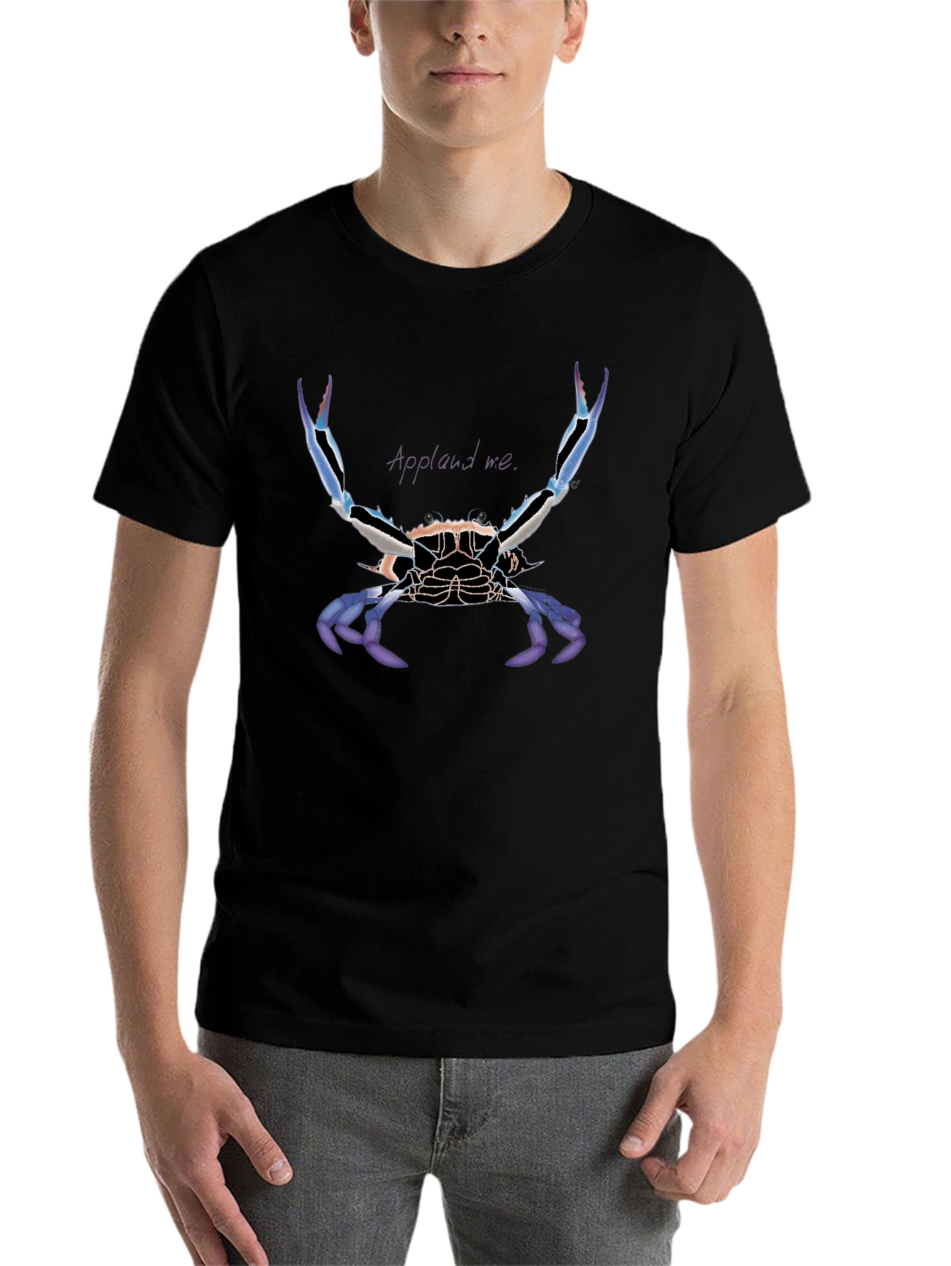 Black Applaud Crab Graphic Tee - Bold Statement Shirt view 7