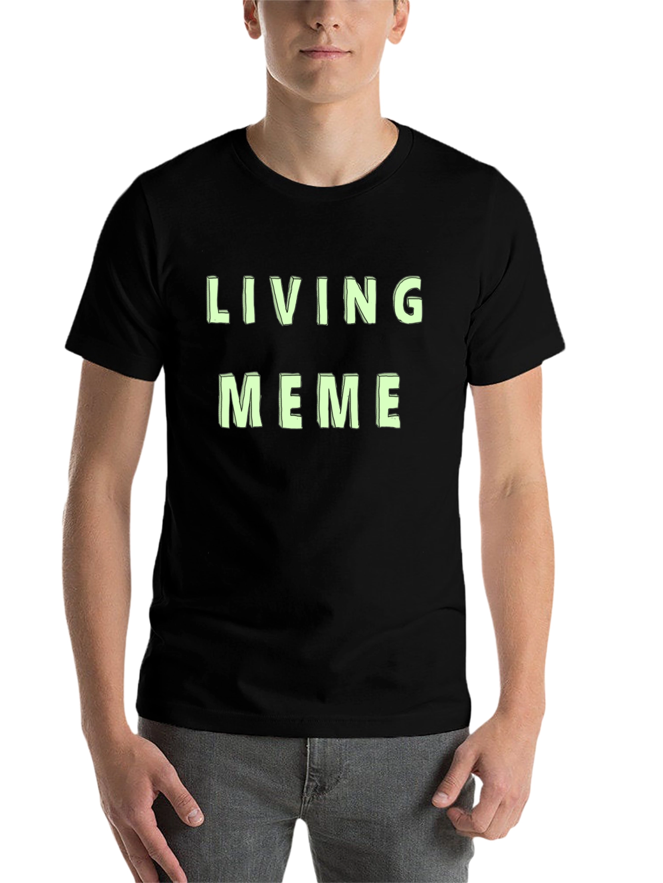 Black Living Meme Graphic Tee - Funny Slogan Shirt view 7