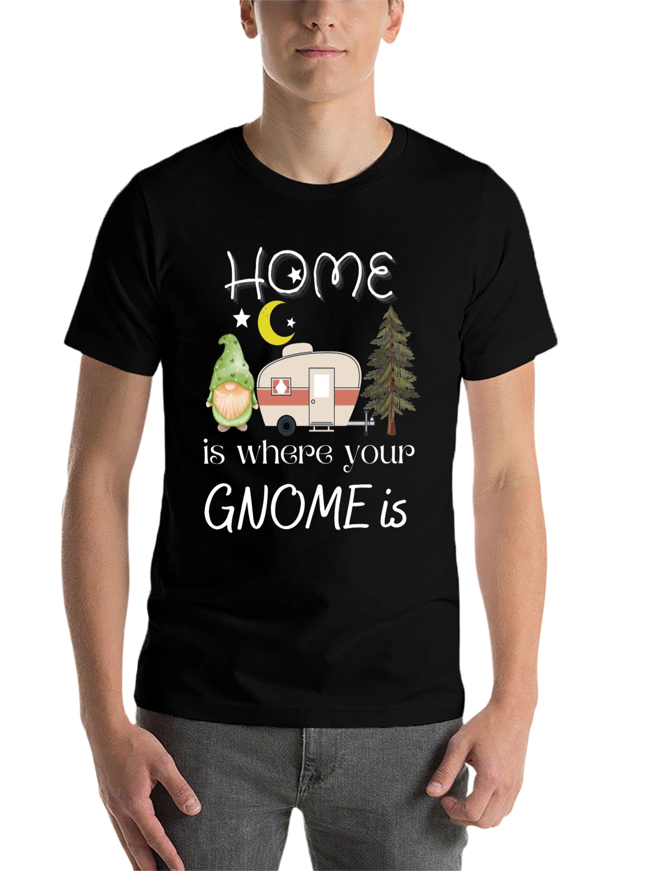 Black Home is Where Your Gnome is T-Shirt view 7