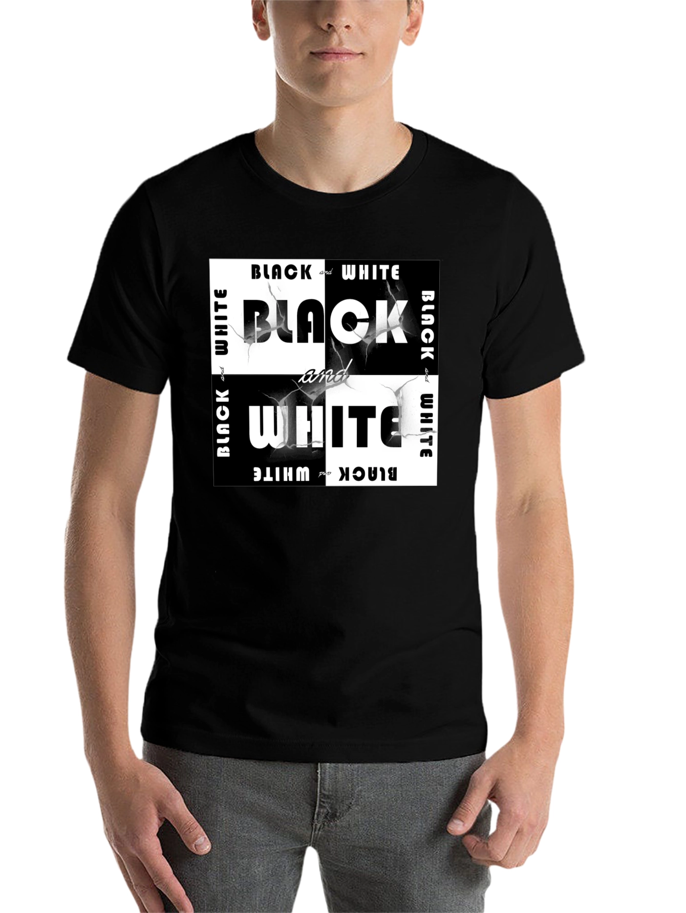 Black Black & White Graphic Tee - Modern Style view 7