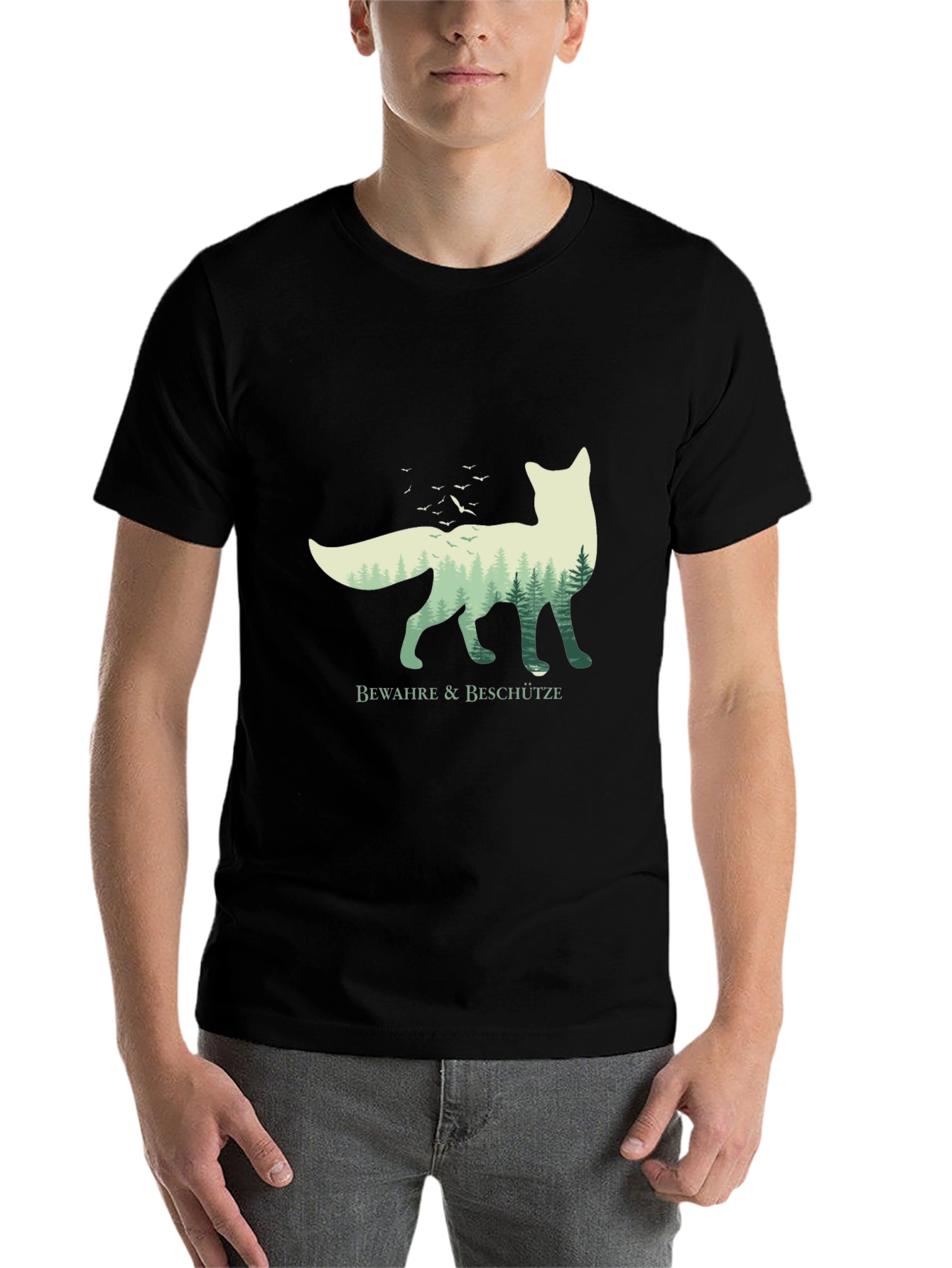 Black Nature Fox Graphic Tee - Bewahre & Beschütze view 7