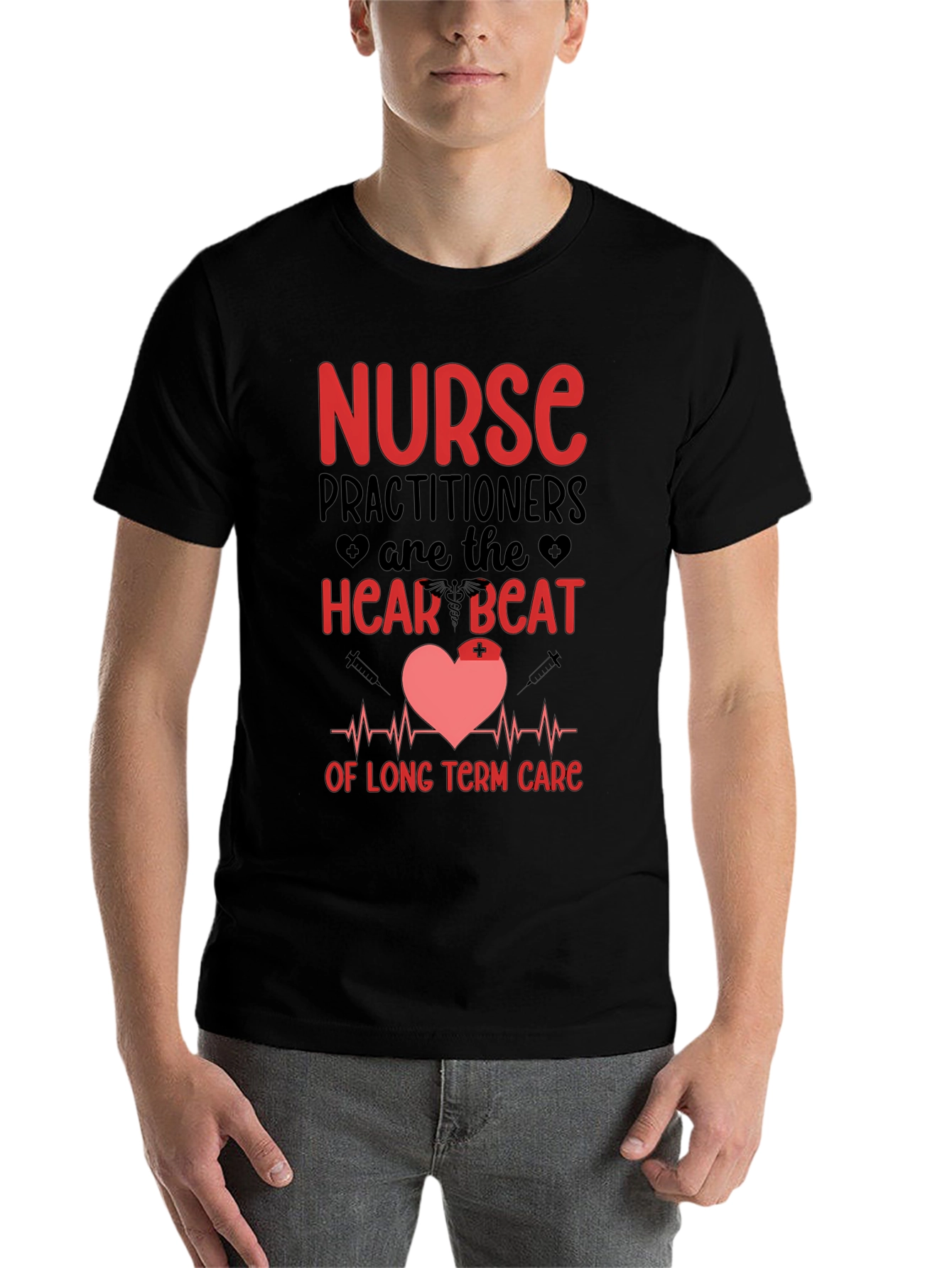 Black Nurse Practitioner Heartbeat T-Shirt view 7